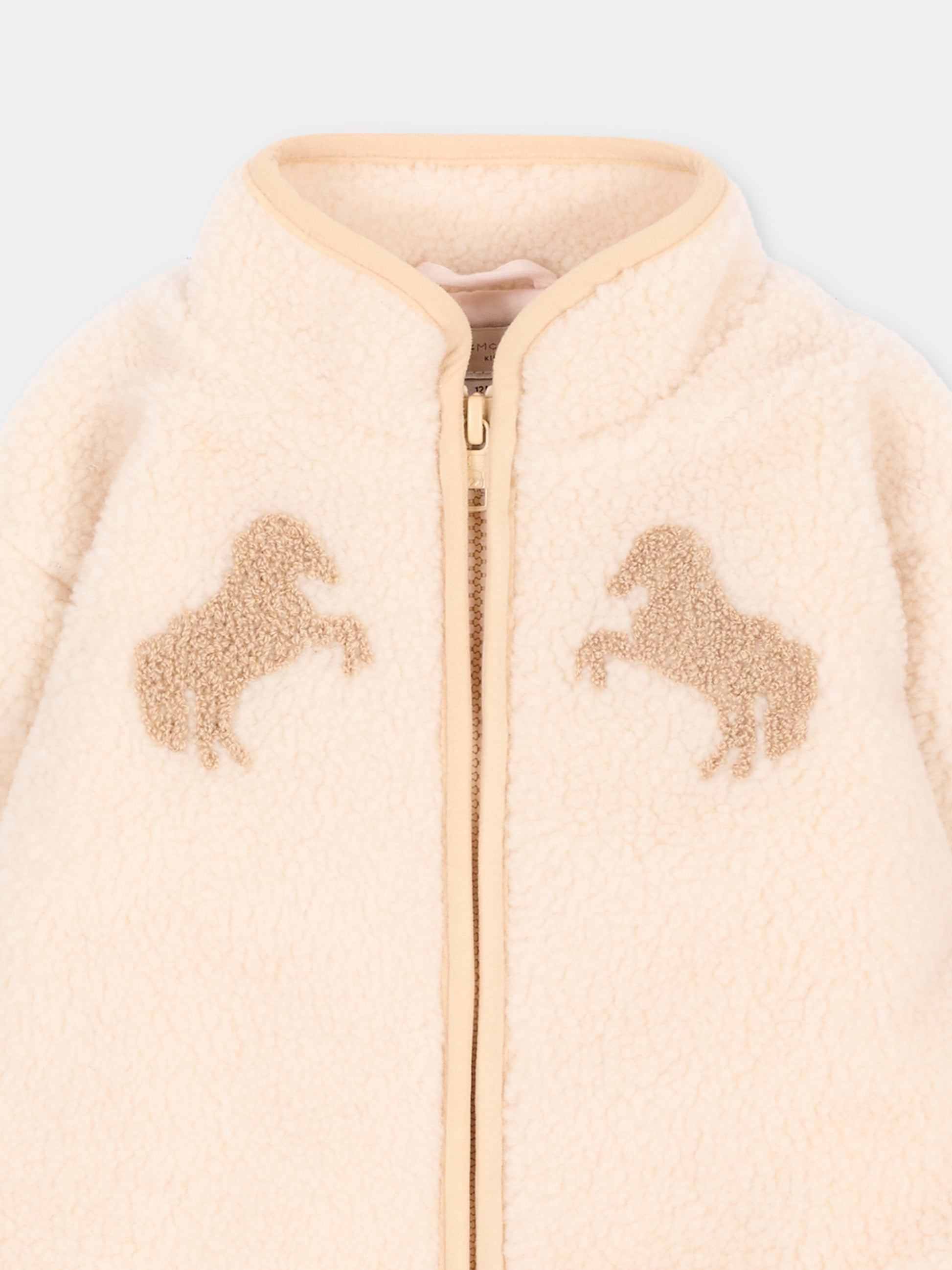 Ecopelliccia avorio per neonati con cavalli,Stella Mccartney Kids,TZ2057 Z0506 193