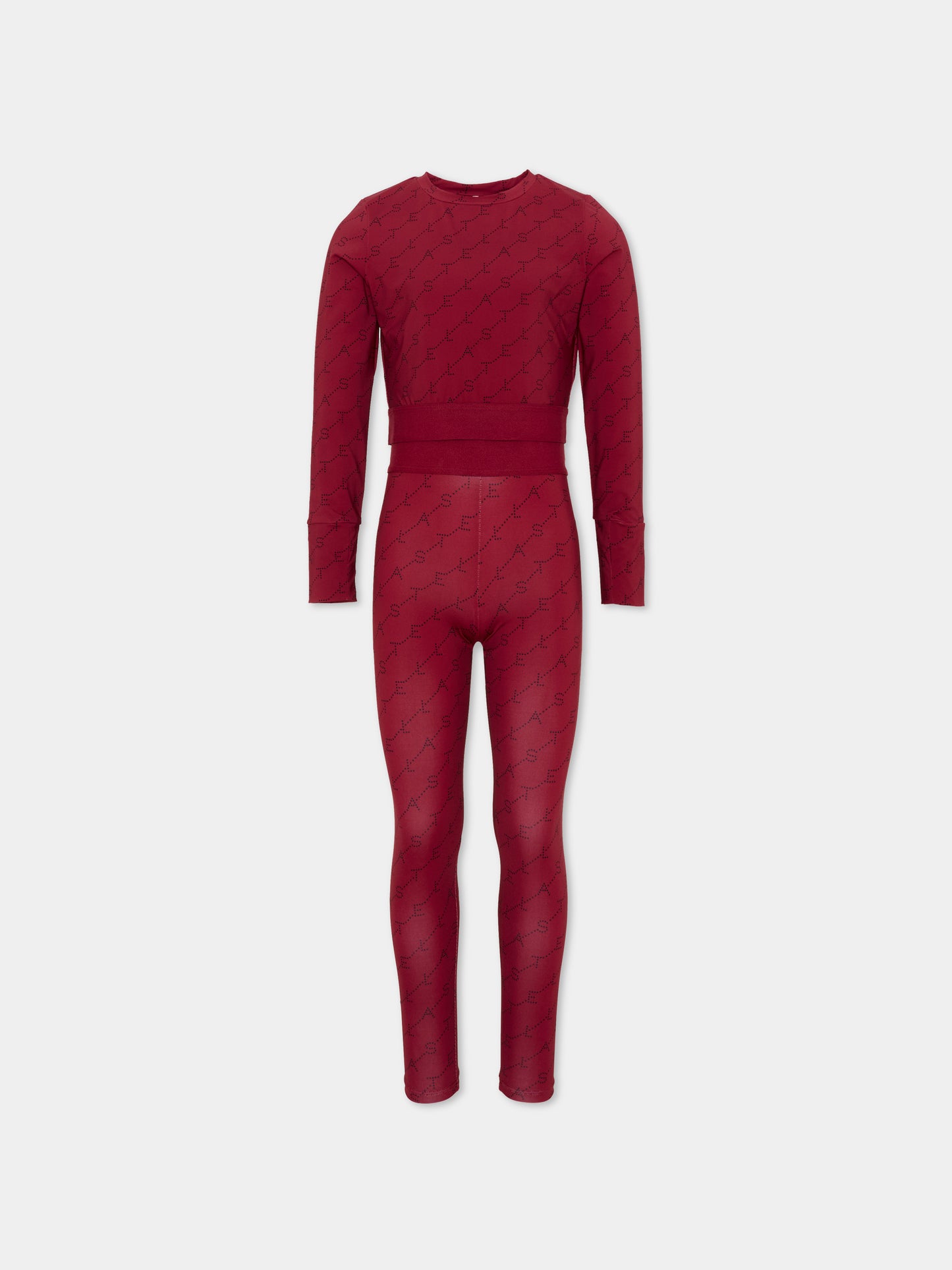 Completo sportivo lungo bordeaux per bambina con logo,Stella Mccartney Kids,TZ3A90 Z3919 416NE