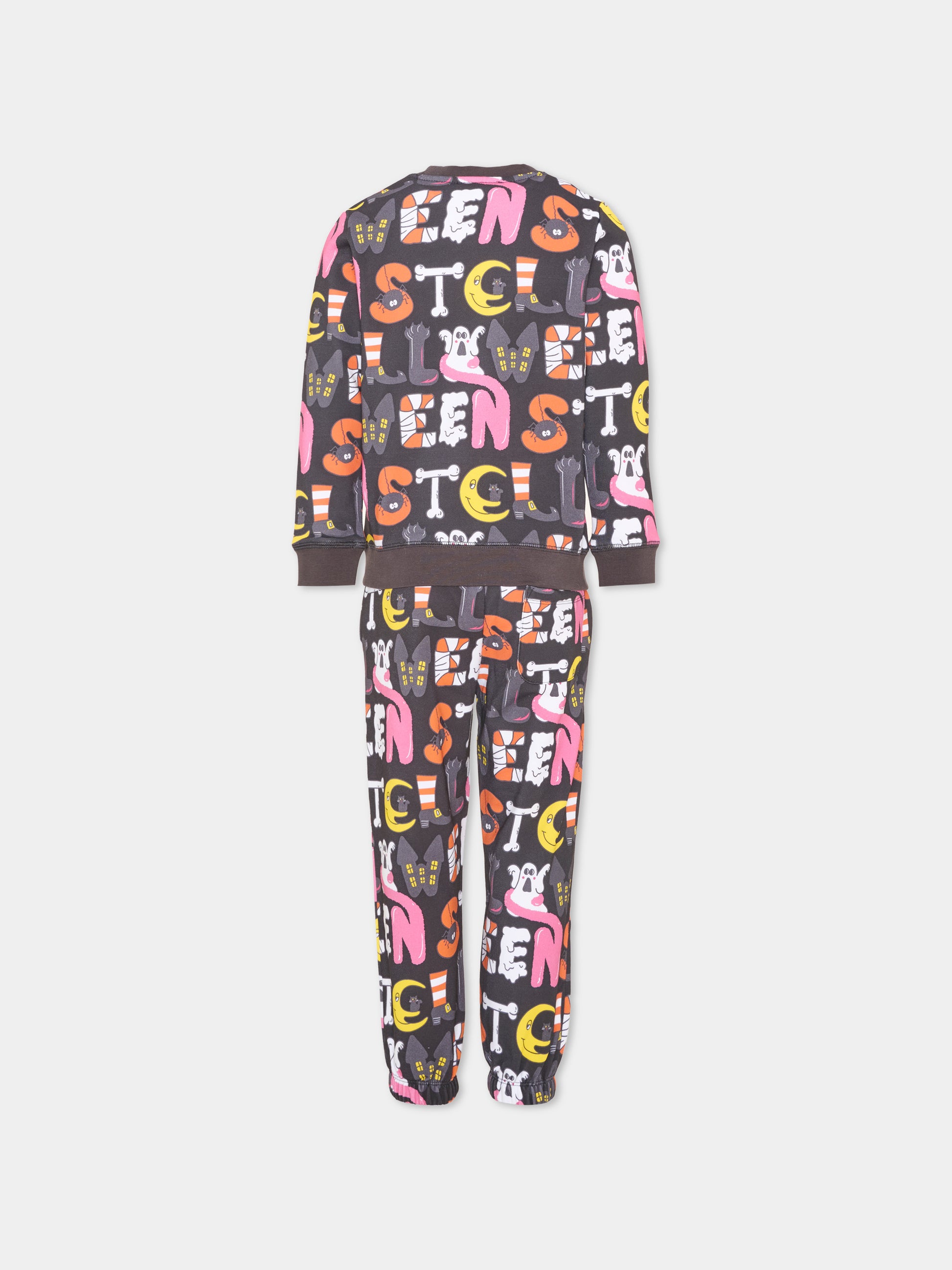 Completo sportivo lungo nero per bambina con stampa,Stella Mccartney Kids,TZ3H00 Z3963 930MC