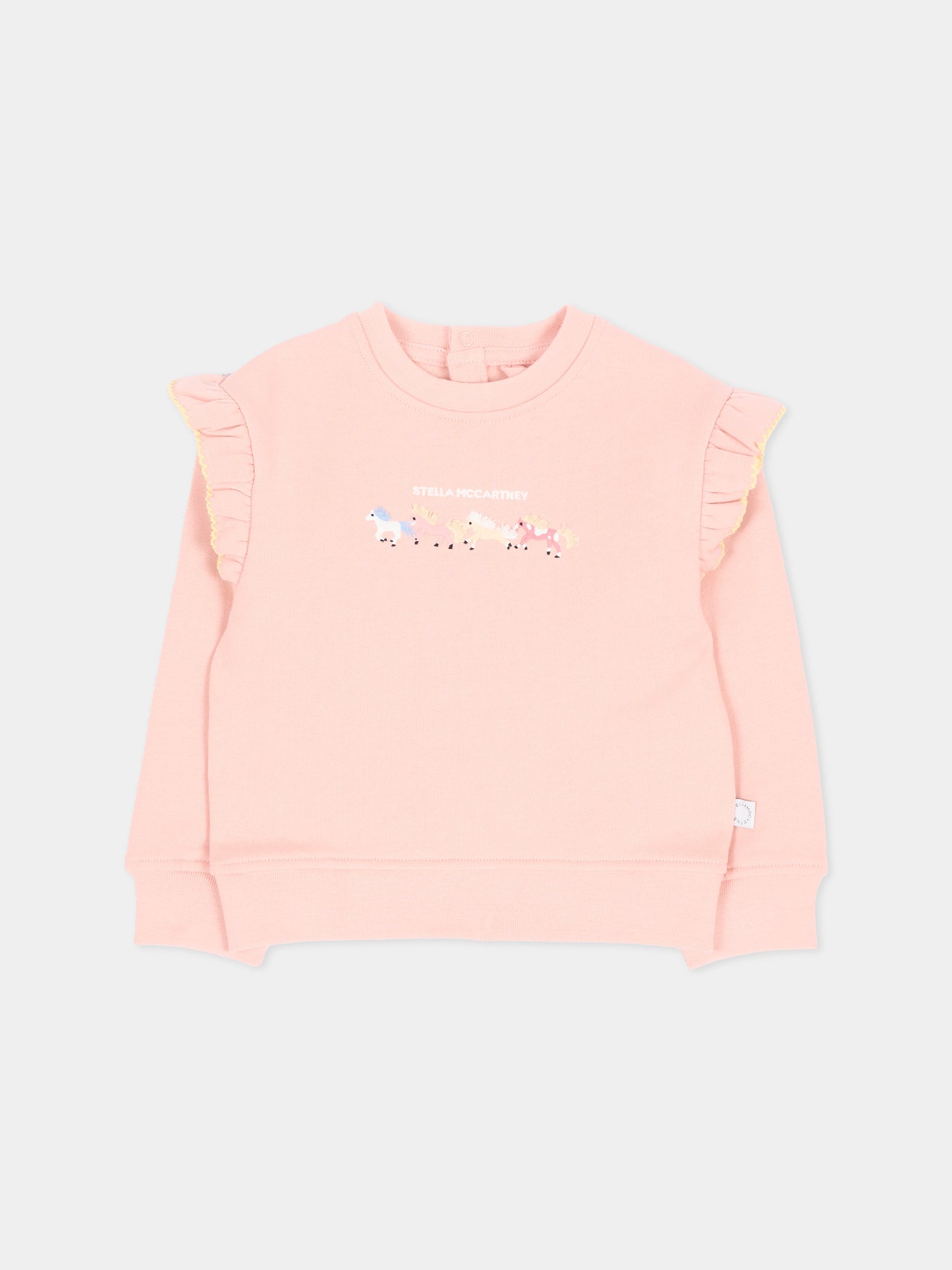 Felpa rosa per neonata con ruches,Stella Mccartney Kids,TZ4030 Z3059 50M