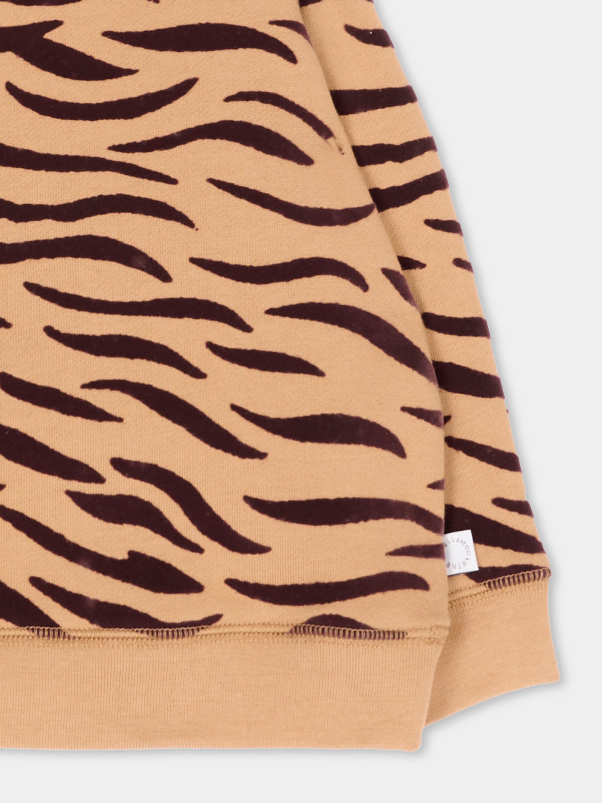 Felpa beige per neonata animalier,Stella Mccartney Kids,TZ4370 Z4026 362MA