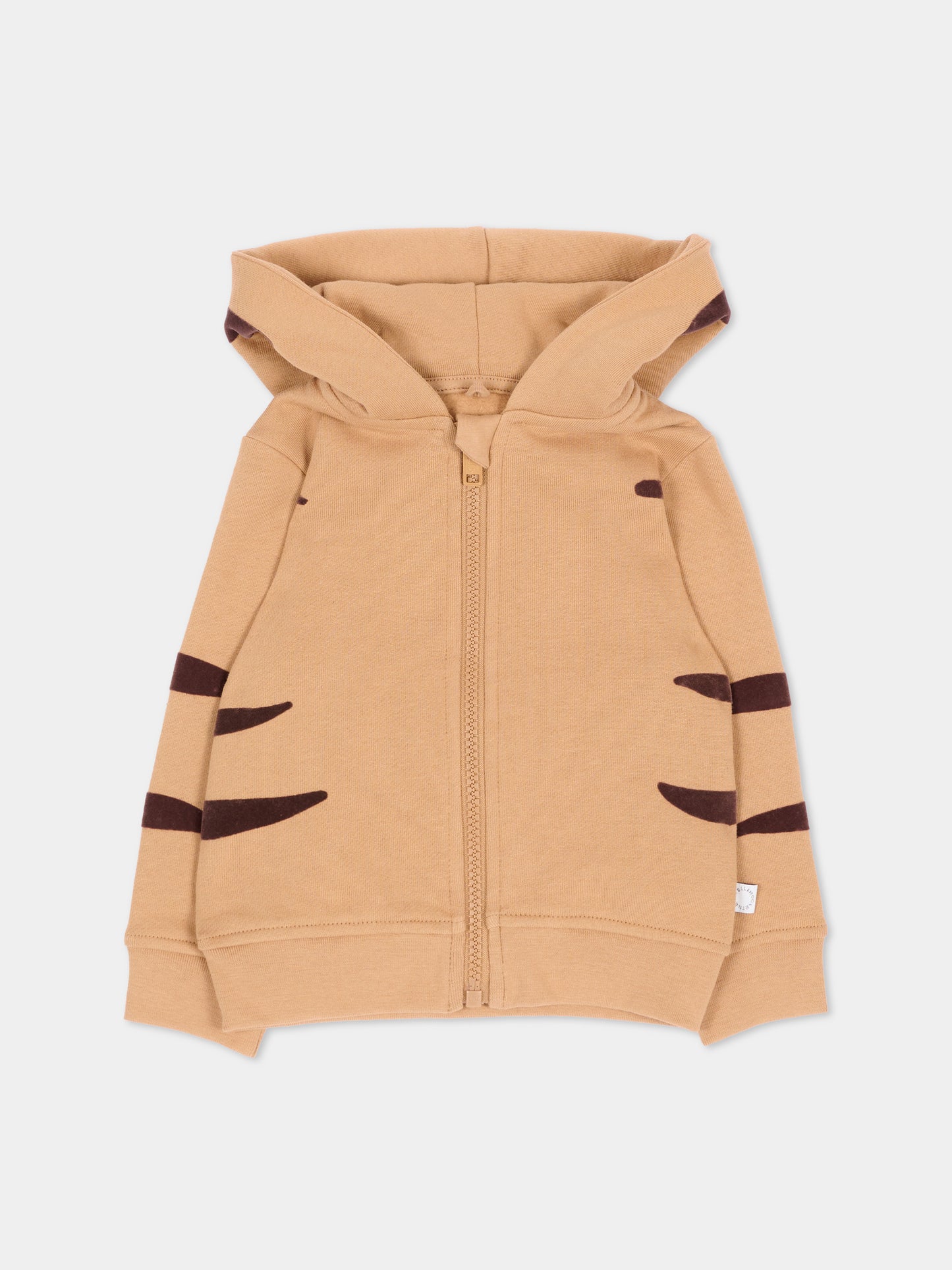 Felpa con cappuccio beige per neonati con tigre,Stella Mccartney Kids,TZ4390 Z3059 362
