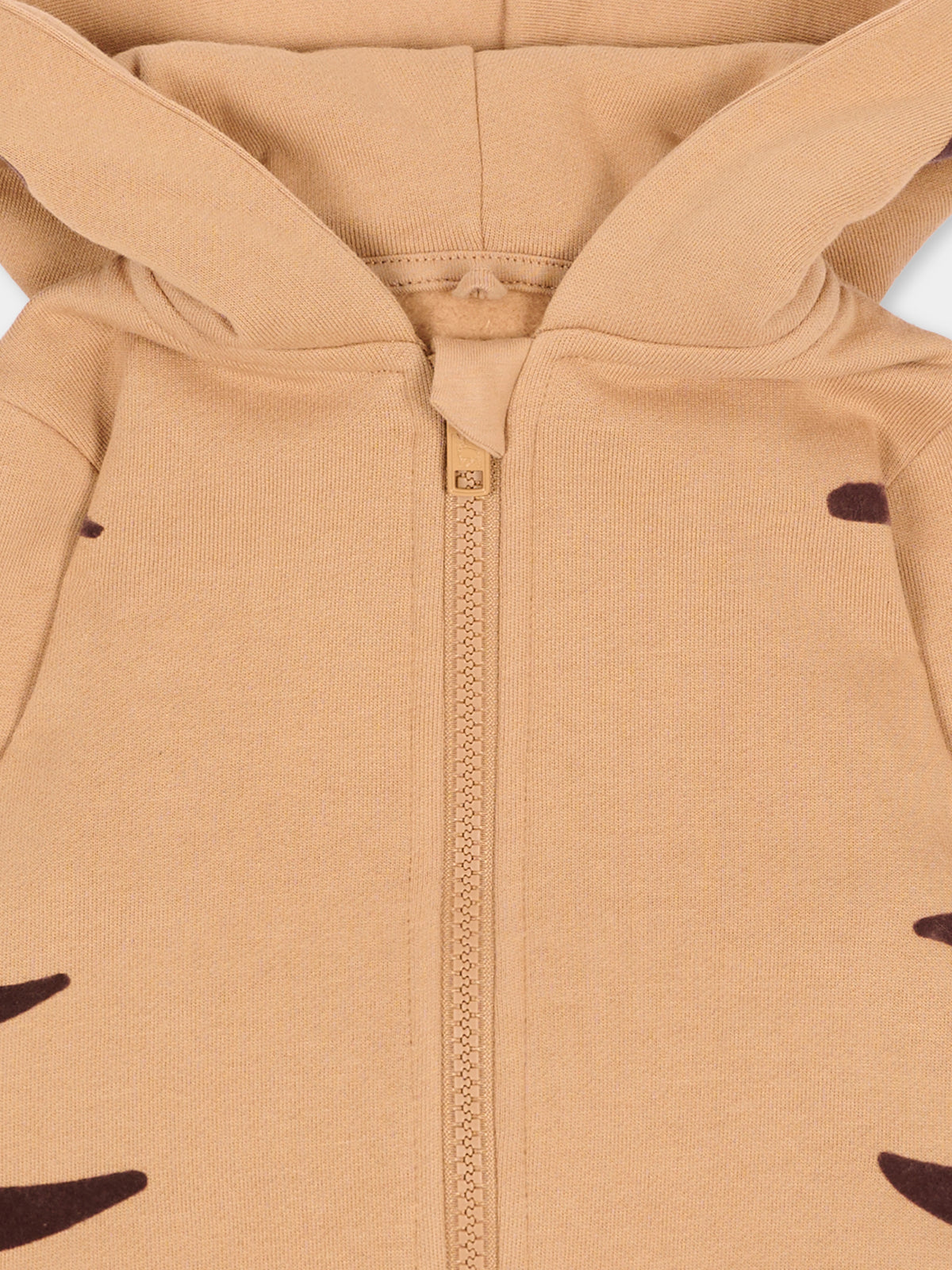 Felpa con cappuccio beige per neonati con tigre,Stella Mccartney Kids,TZ4390 Z3059 362