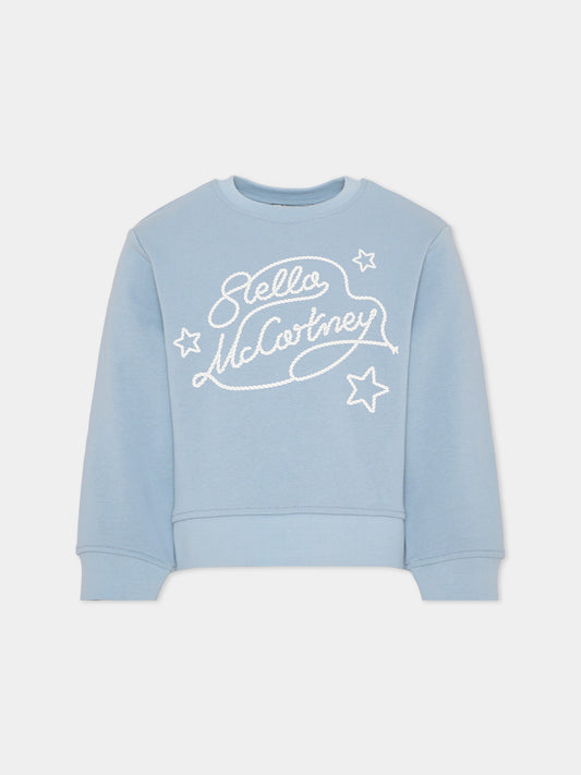 Felpa celeste per bambina con logo,Stella Mccartney Kids,TZ4B50 Z3059 61E