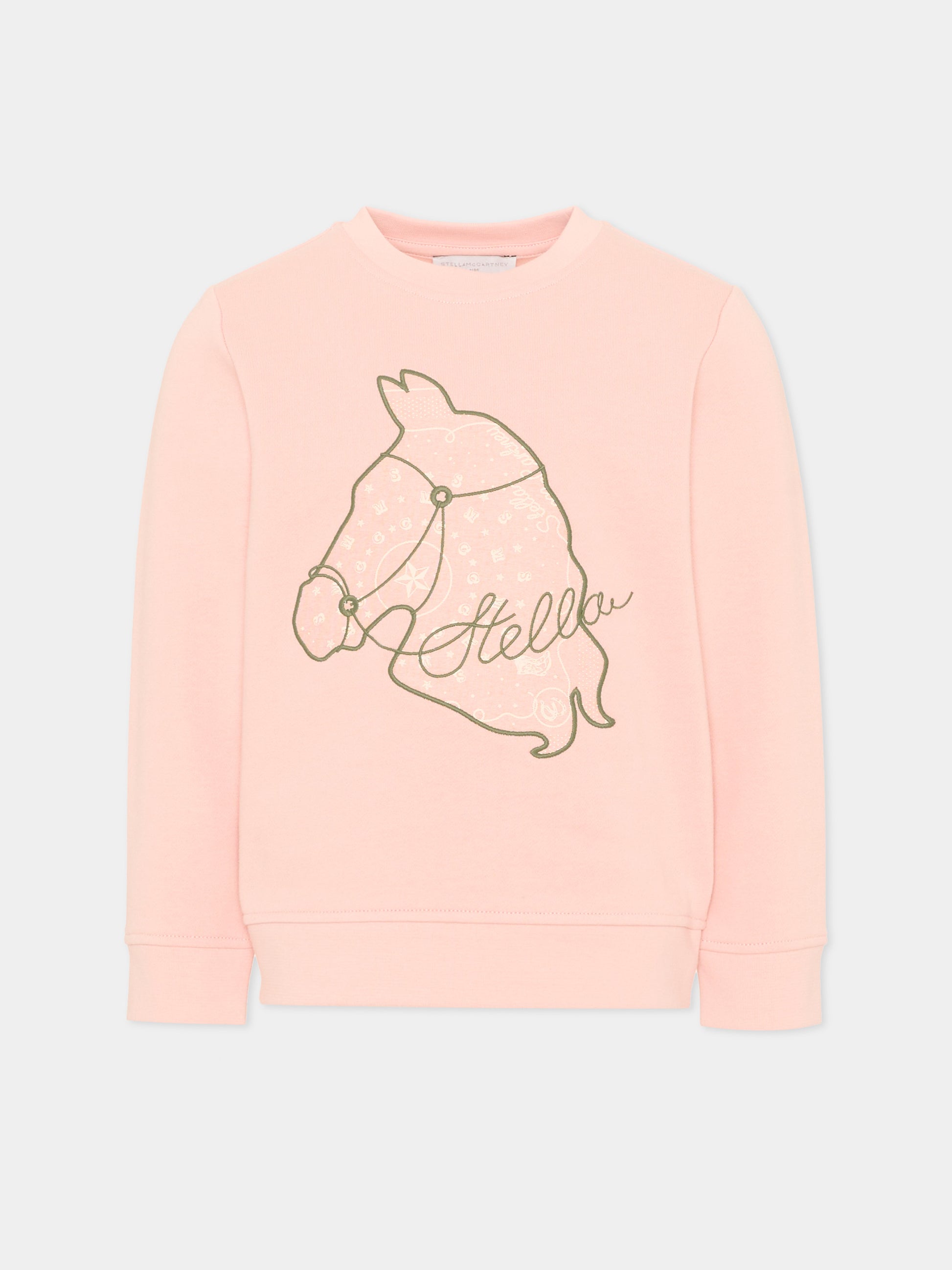 Felpa rosa per bambina con cavallo,Stella Mccartney Kids,TZ4B70 Z3059 50M