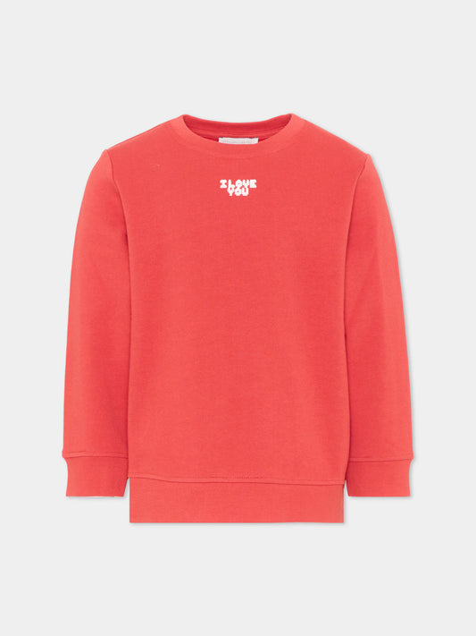 Felpa rossa per bambina con logo,Stella Mccartney Kids,TZ4C50 Z3059 423