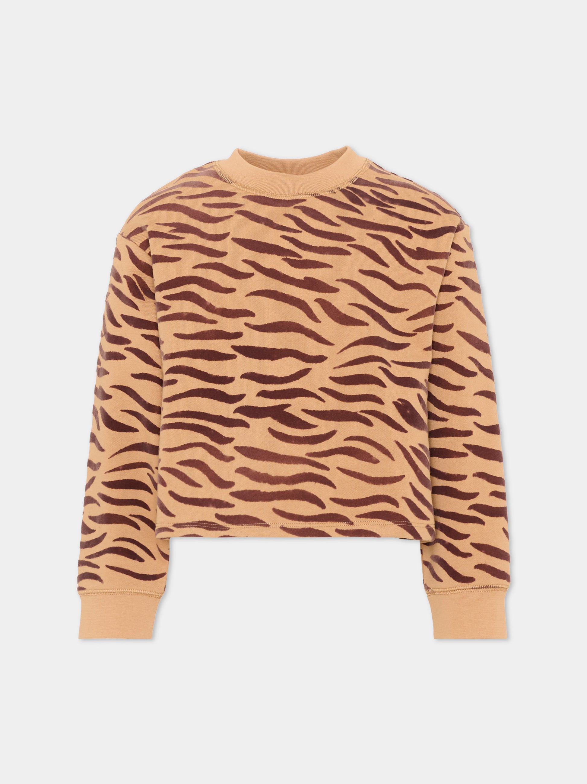 Felpa beige per bambina animalier,Stella Mccartney Kids,TZ4D30 Z4026 362MA