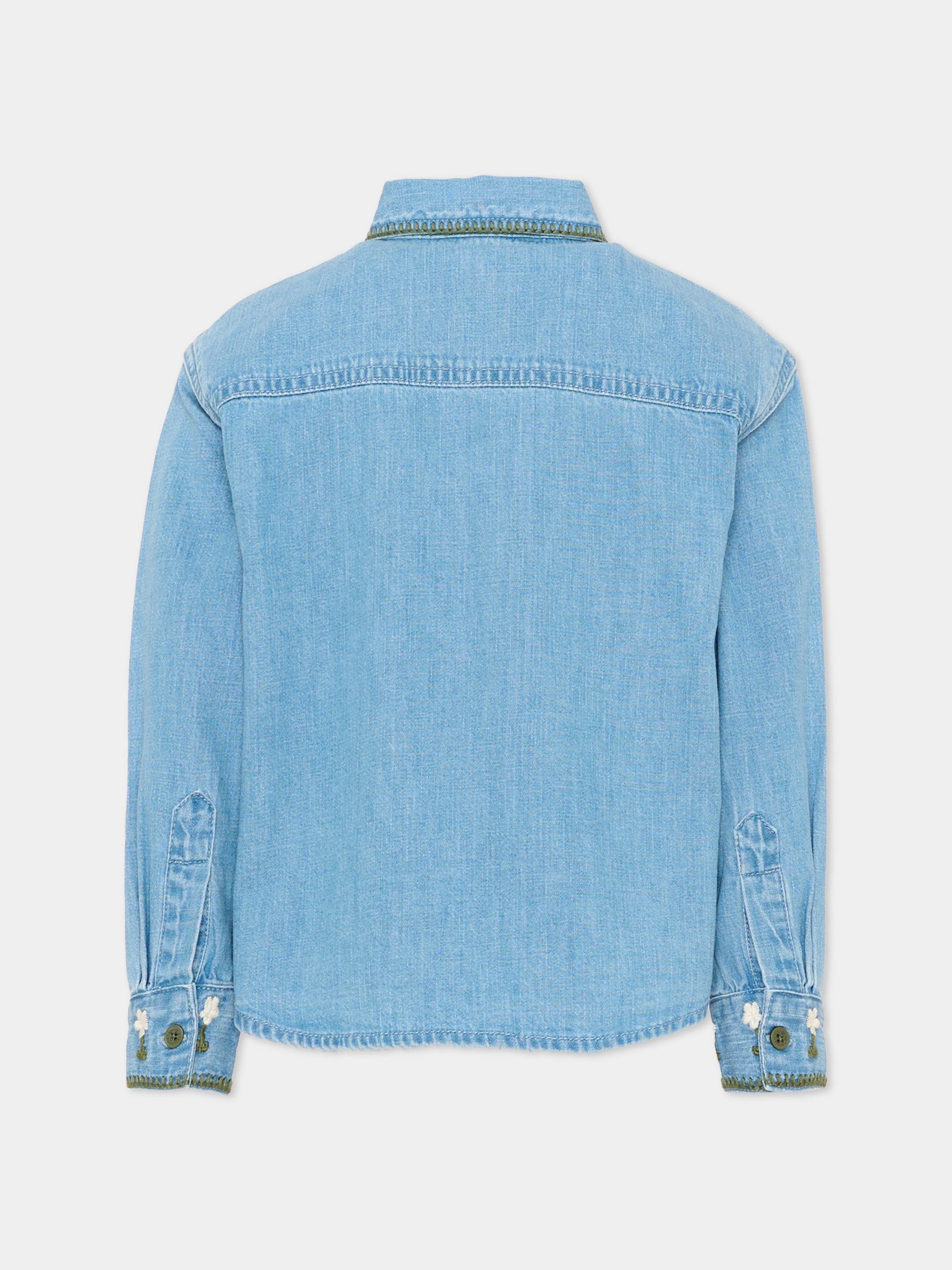 Camicia a manica lunga denim per bambina ricamata,Stella Mccartney Kids,TZ5A10 Z0522 606