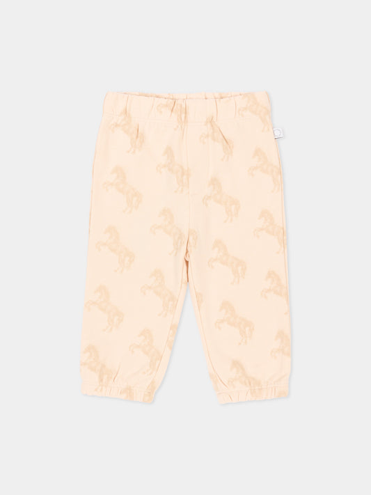 Pantalone beige per neonati con cavalli,Stella Mccartney Kids,TZ6070 Z4022 193NO