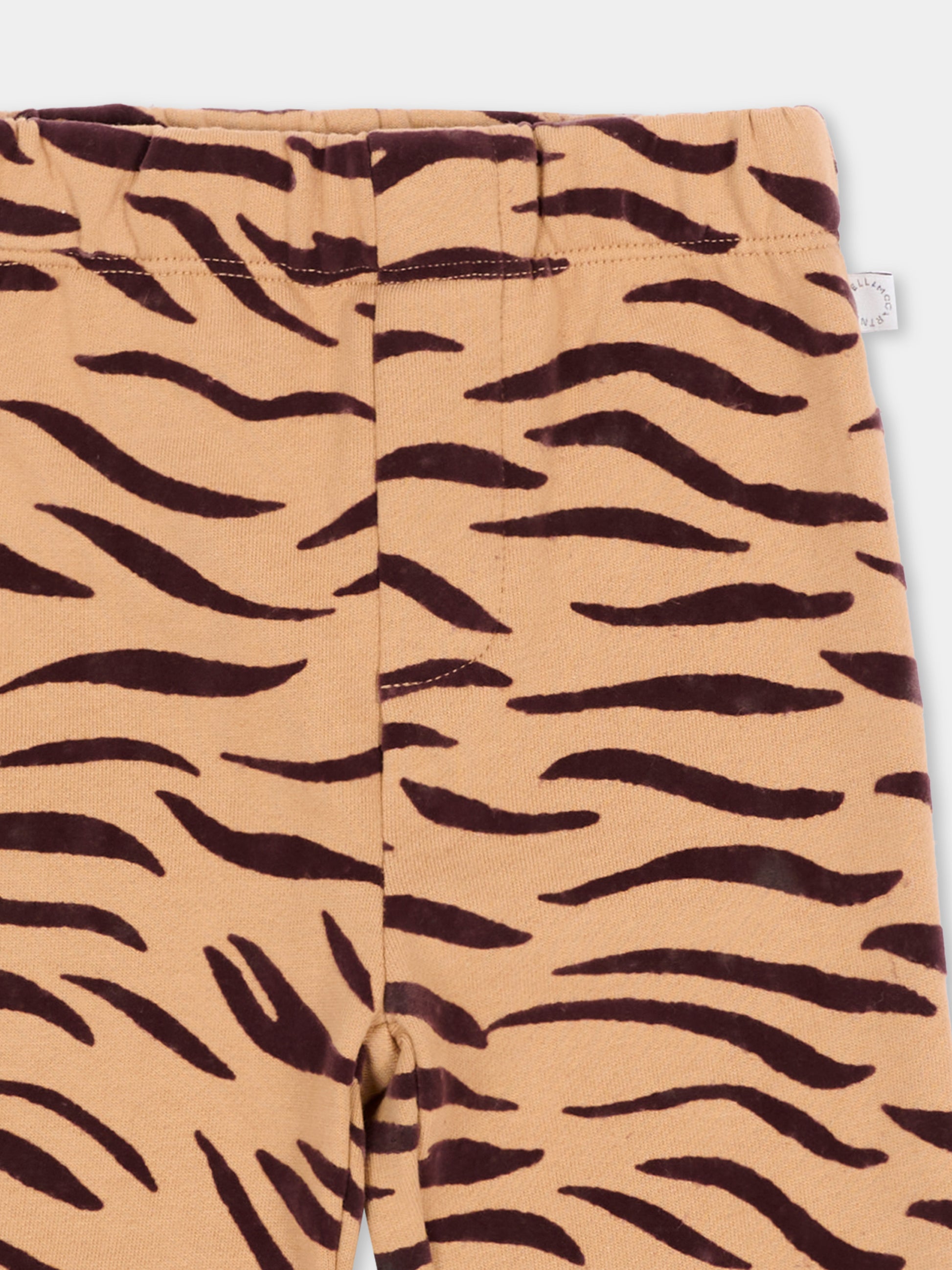 Pantalone beige per neonata animalier,Stella Mccartney Kids,TZ6380 Z4026 362MA