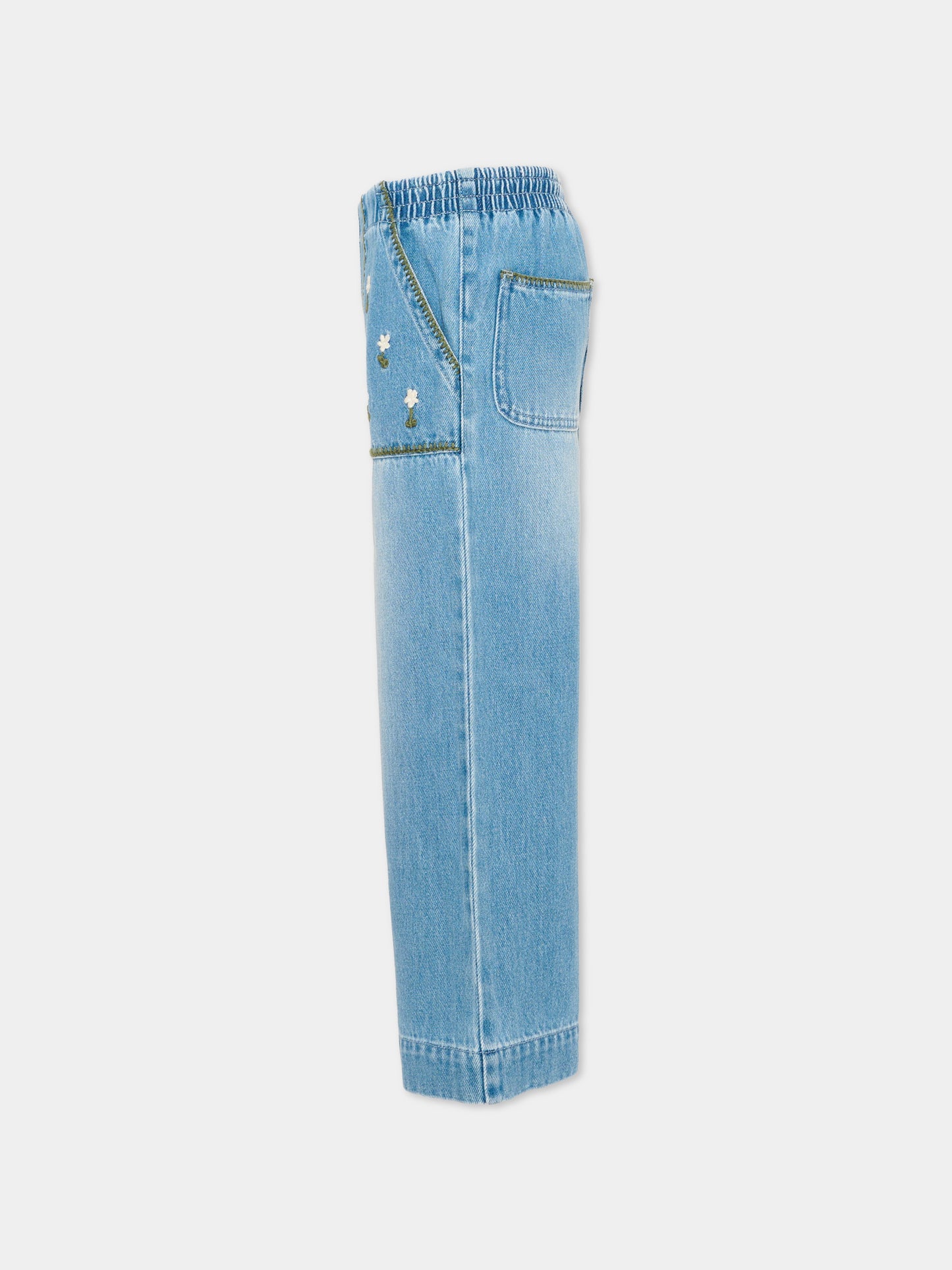 Jeans denim per bambina con fiori,Stella Mccartney Kids,TZ6C00 Z0746 606