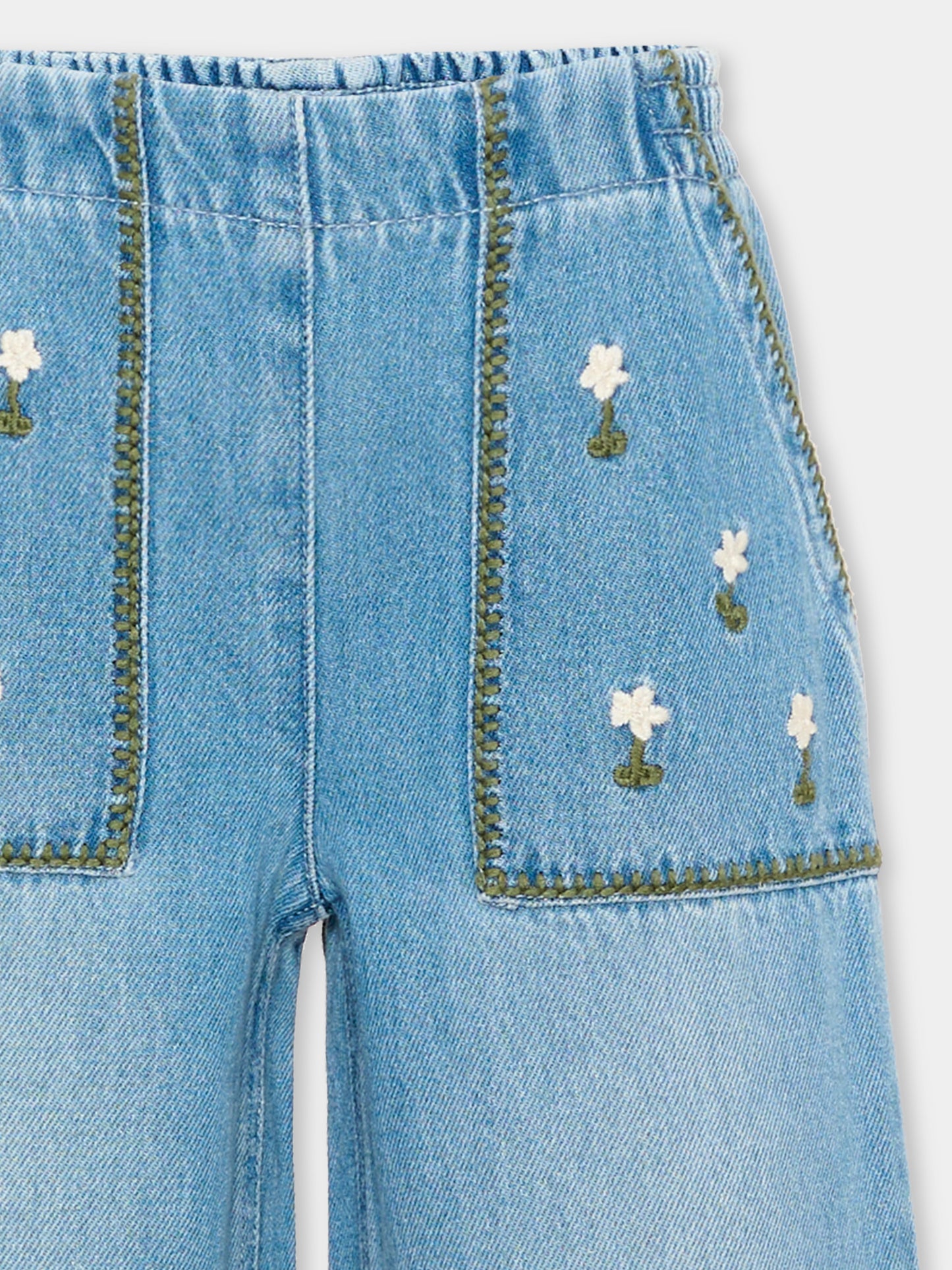 Jeans denim per bambina con fiori,Stella Mccartney Kids,TZ6C00 Z0746 606