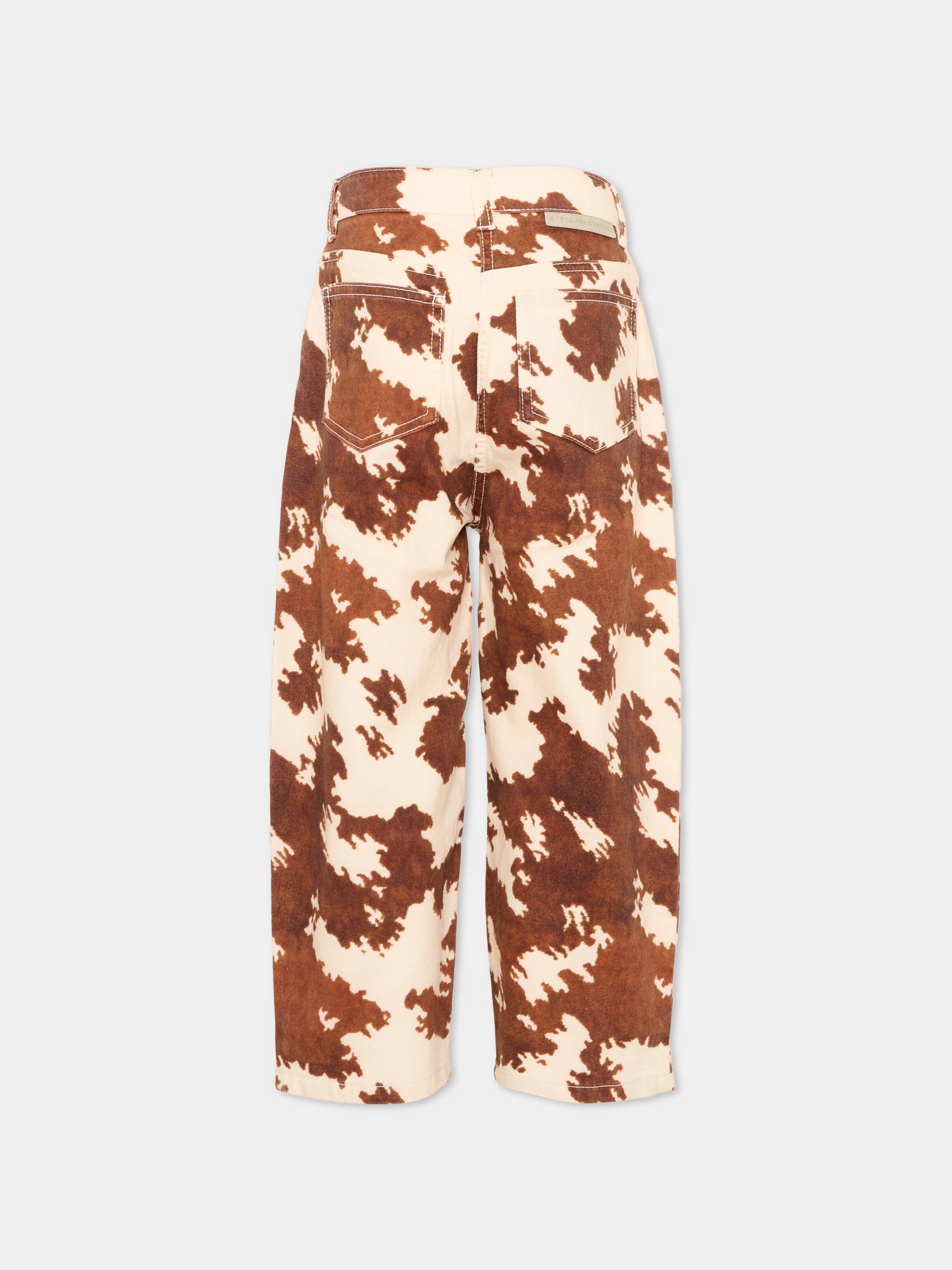 Jeans marrone per bambina stampa mucca,Stella Mccartney Kids,TZ6C20 Z3899 189MA