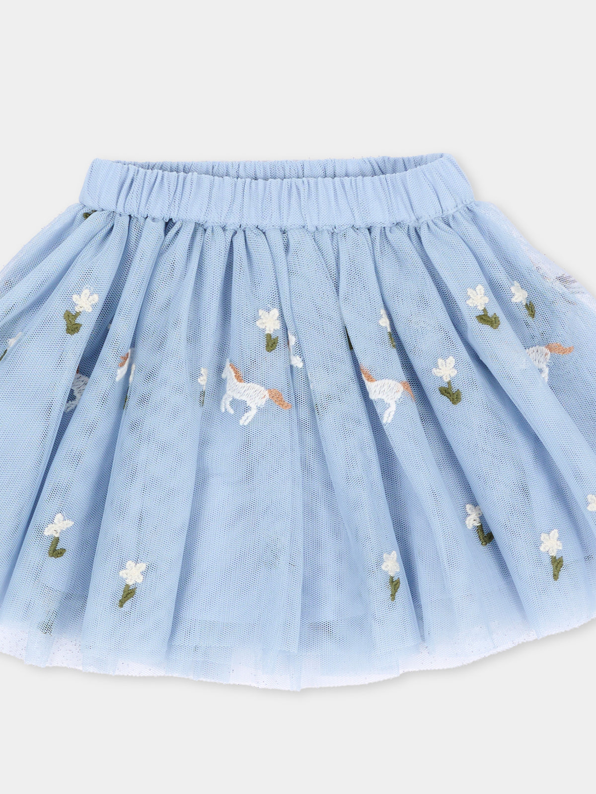Gonna azzurra per neonata ricamata,Stella Mccartney Kids,TZ7011 Z3866 61EEM