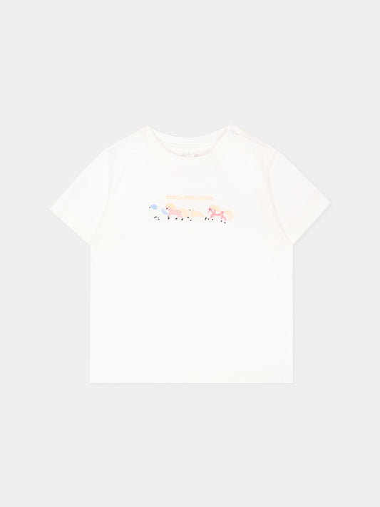 T-shirt avorio per neonata con logo,Stella Mccartney Kids,TZ8031 Z3772 101