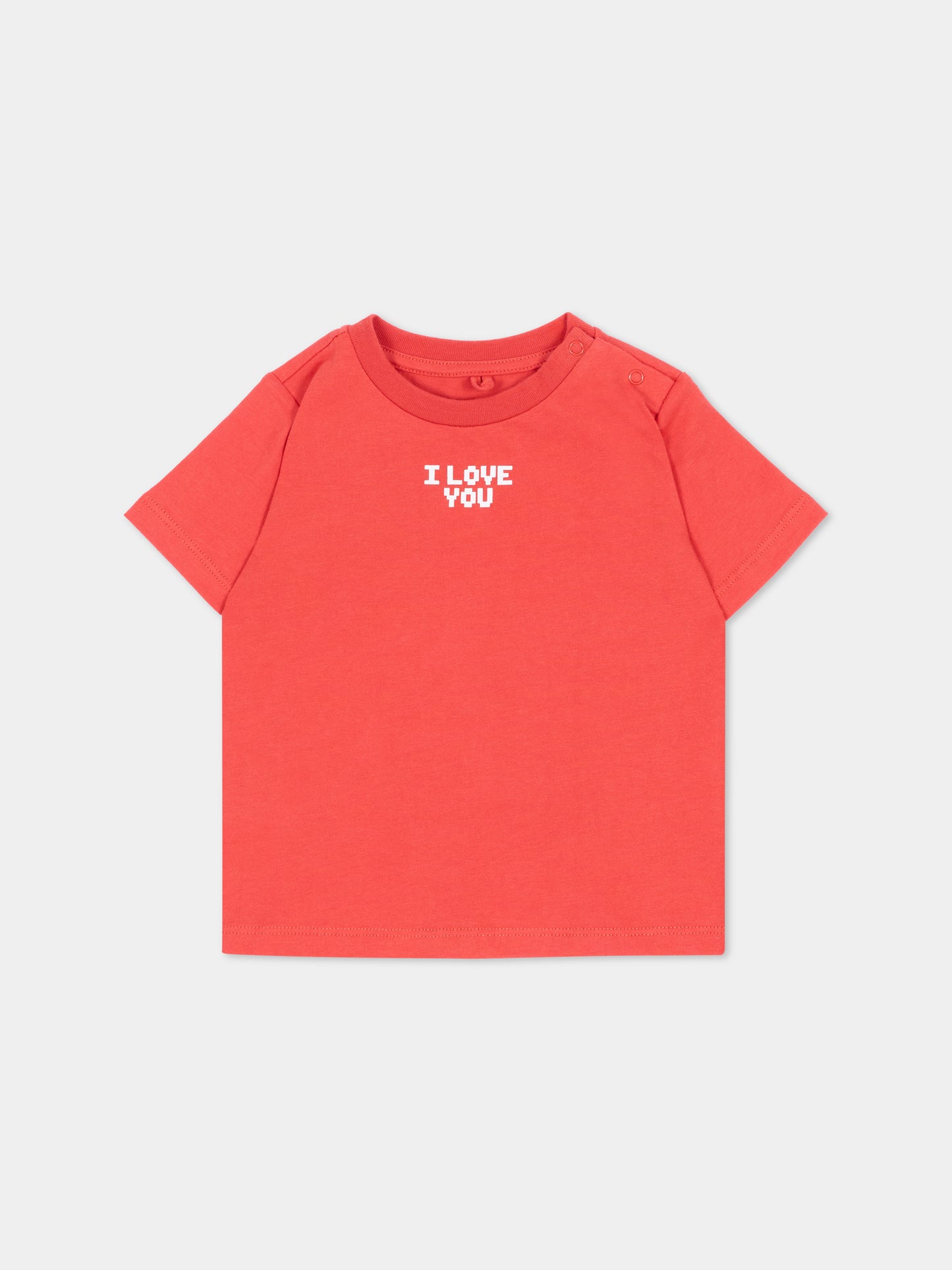 T-shirt corallo per neonata con scritta,Stella Mccartney Kids,TZ8071 Z3772 423