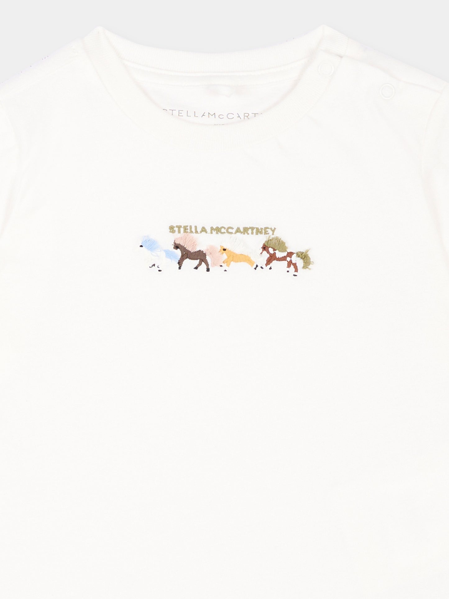 T-shirt avorio per neonato con logo,Stella Mccartney Kids,TZ8311 Z3772 101