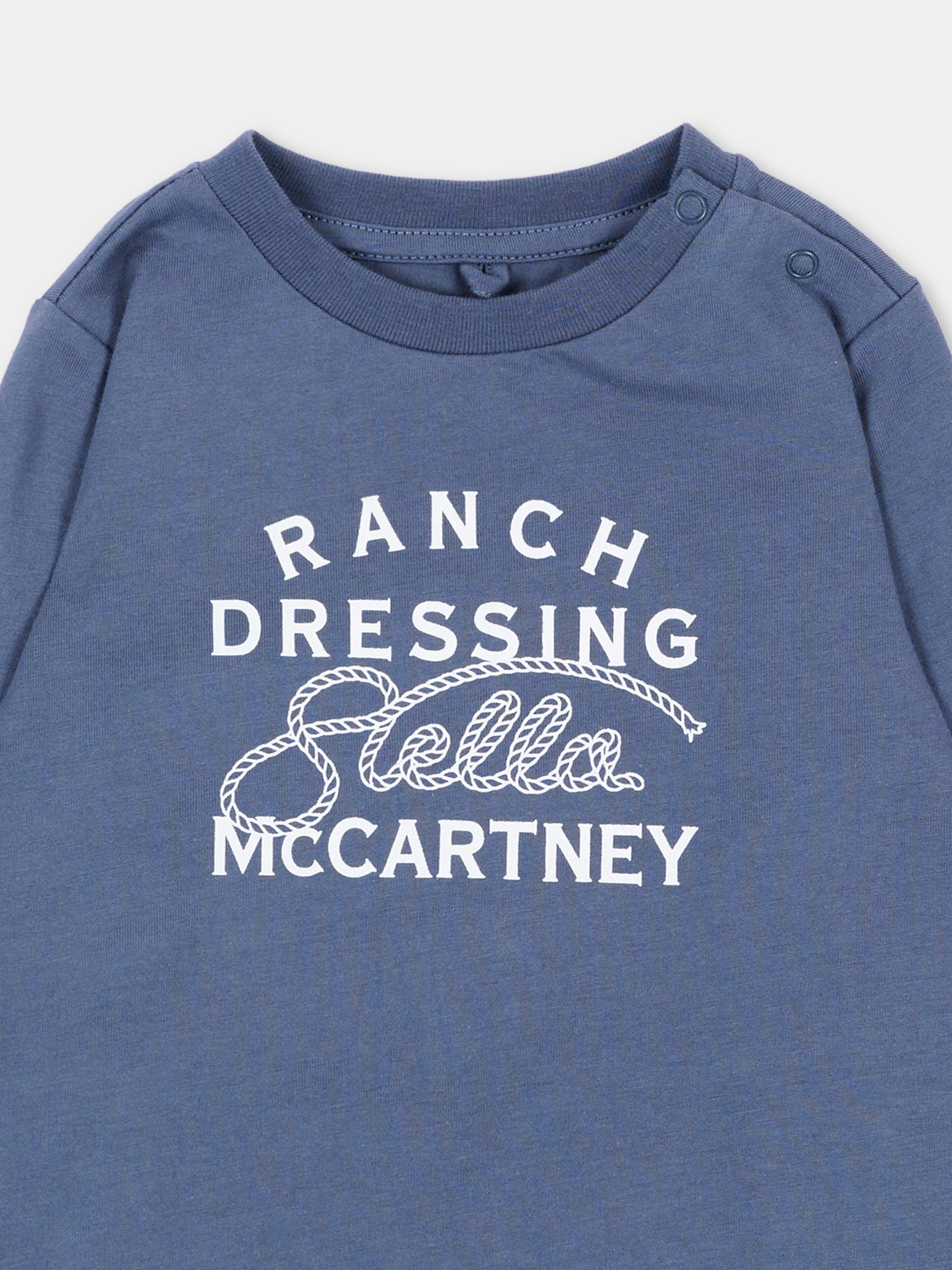 T-shirt a manica lunga blu per neonato con stampa,Stella Mccartney Kids,TZ8320 Z3772 657