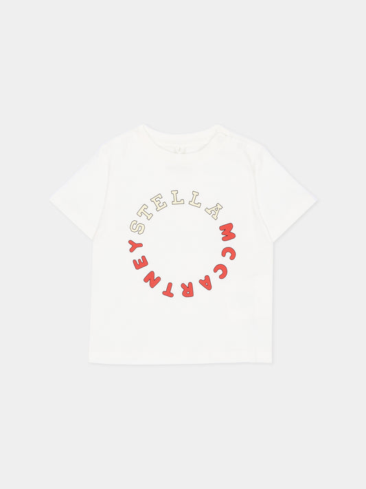 T-shirt avorio per neonati con logo,Stella Mccartney Kids,TZ8341 Z3931 101