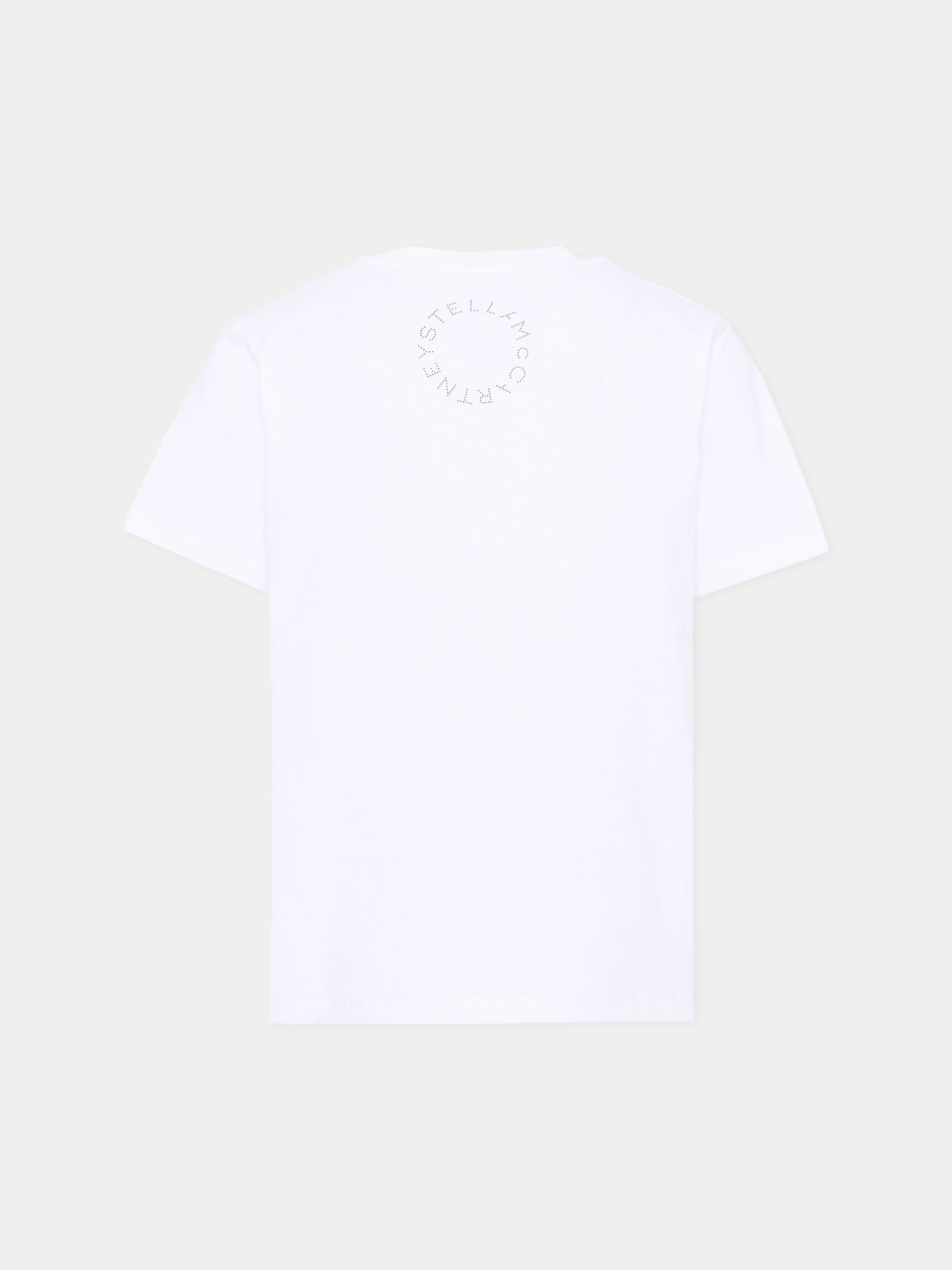 T-shirt bianca per bambina con scritta in rilievo,Stella Mccartney Kids,TZ8C41 Z3772 100