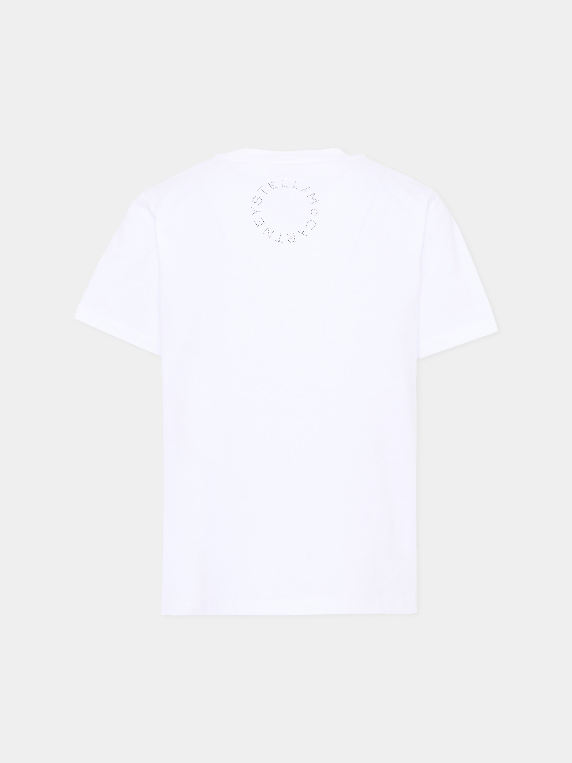 T-shirt bianca per bambina con scritta in rilievo,Stella Mccartney Kids,TZ8C41 Z3772 100