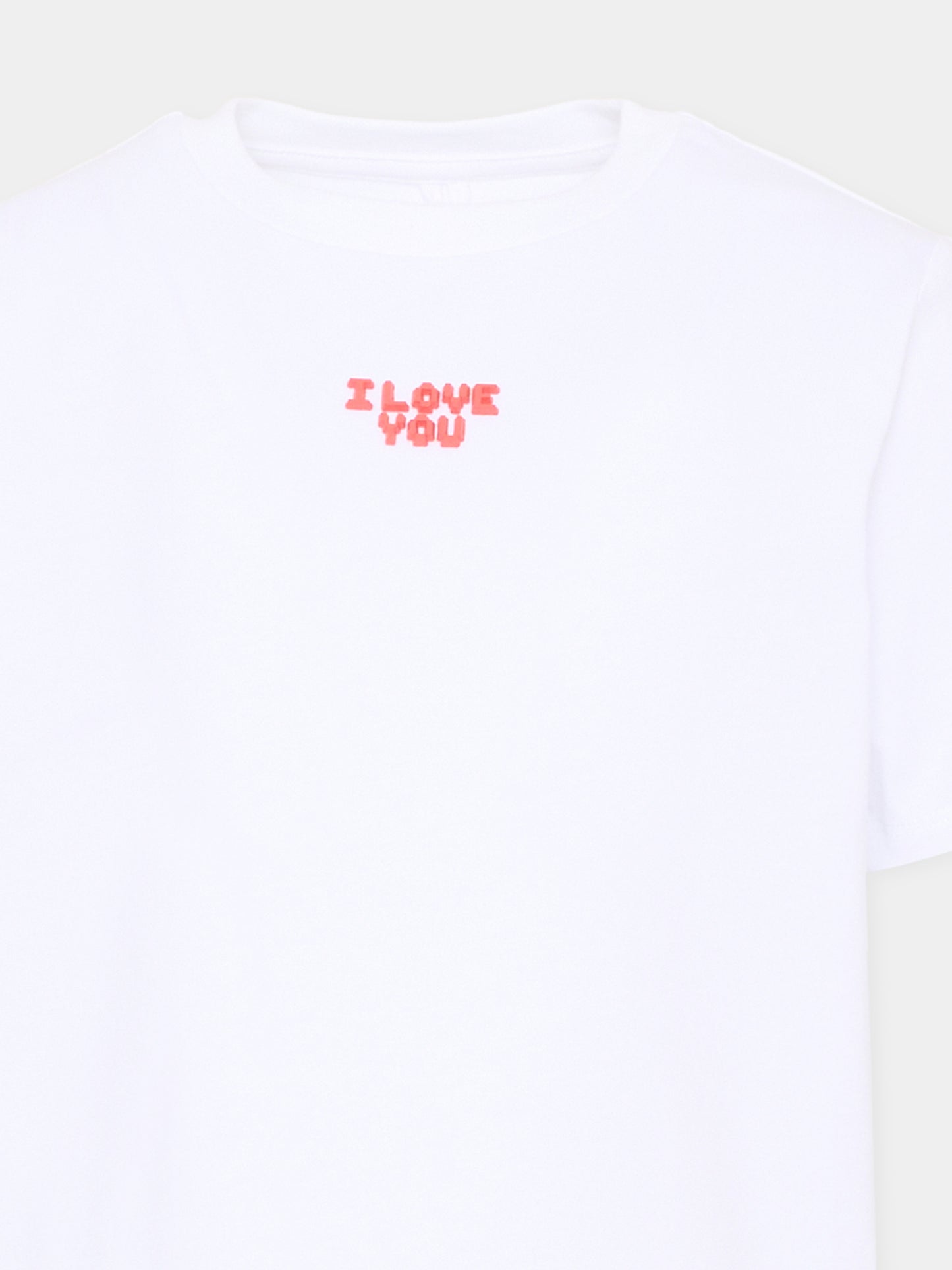 T-shirt bianca per bambina con scritta in rilievo,Stella Mccartney Kids,TZ8C41 Z3772 100