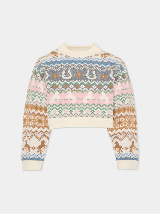 Maglione multicolor per bambina jacquard,Stella Mccartney Kids,TZ9A70 Z3893 999