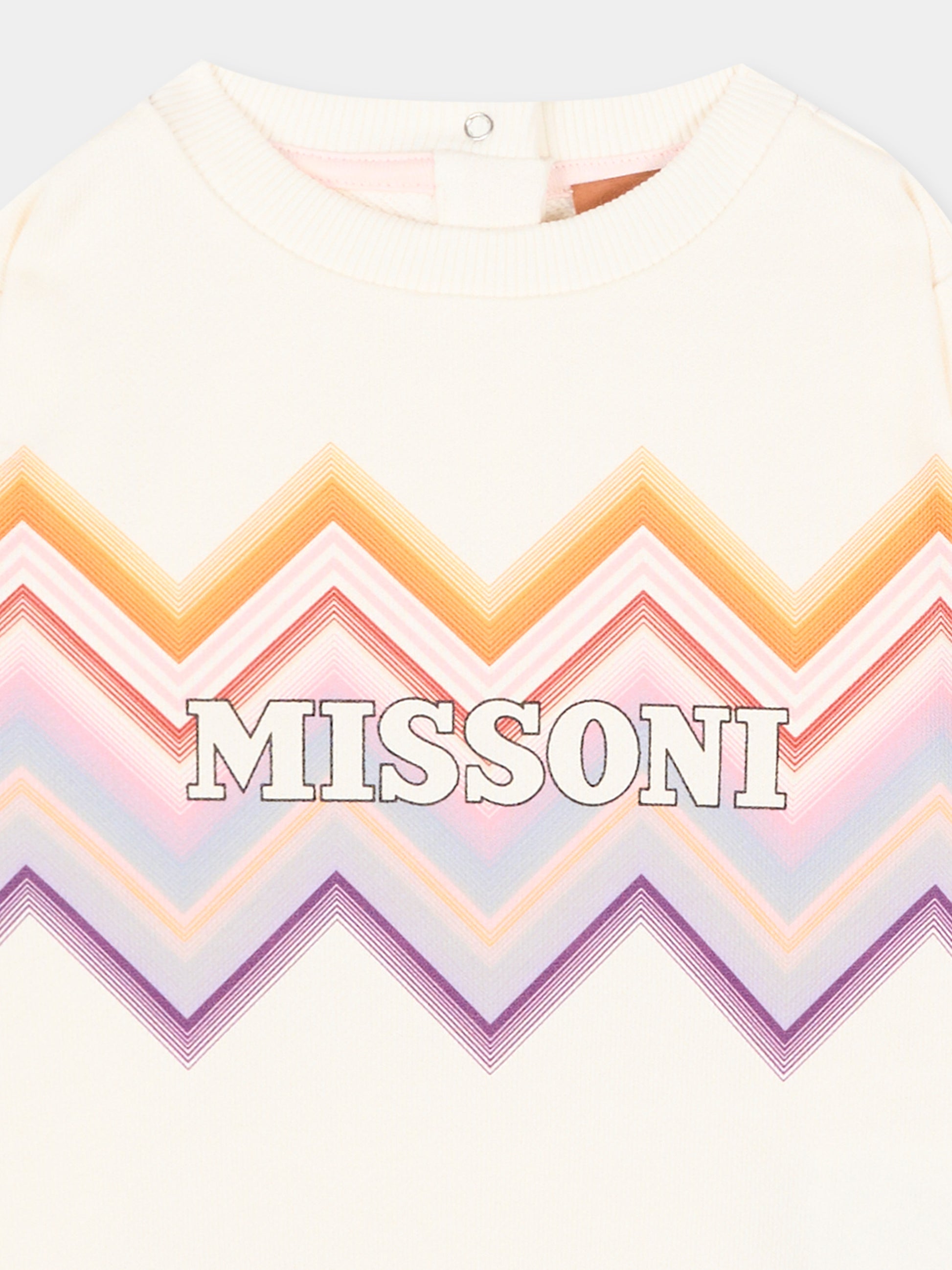 Felpa avorio per neonata con chevron,Missoni,MZ4020 Z3183 102