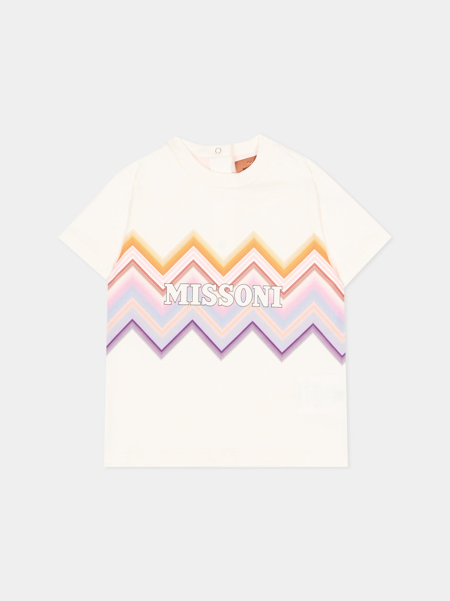 T-shirt avorio per neonata con chevron,Missoni,MZ8001 Z3672 102
