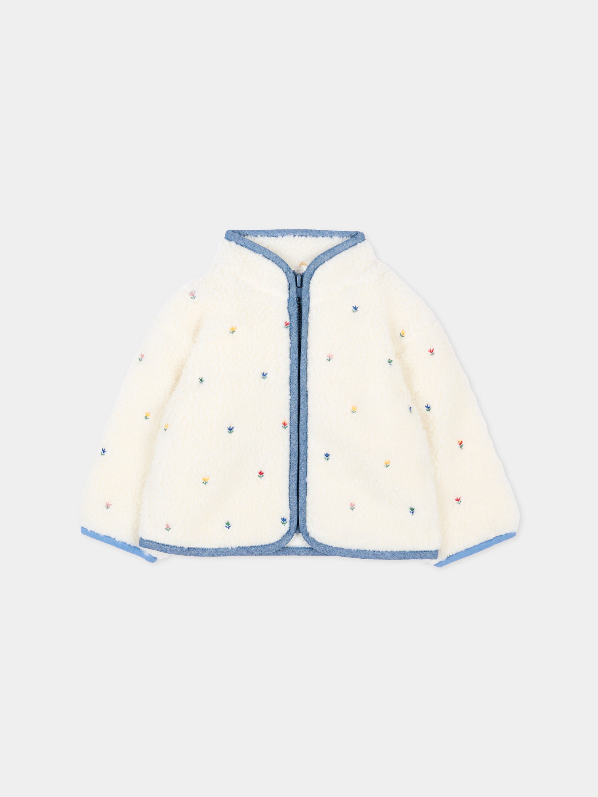Ecopelliccia avorio per neonata con fiori,Stella Mccartney Kids,TZ2017 Z3881 189EM