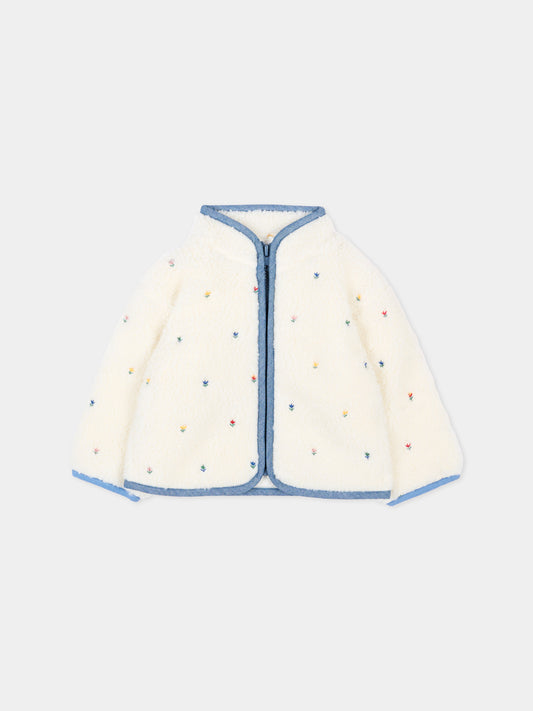 Ecopelliccia avorio per neonata con fiori,Stella Mccartney Kids,TZ2017 Z3881 189EM