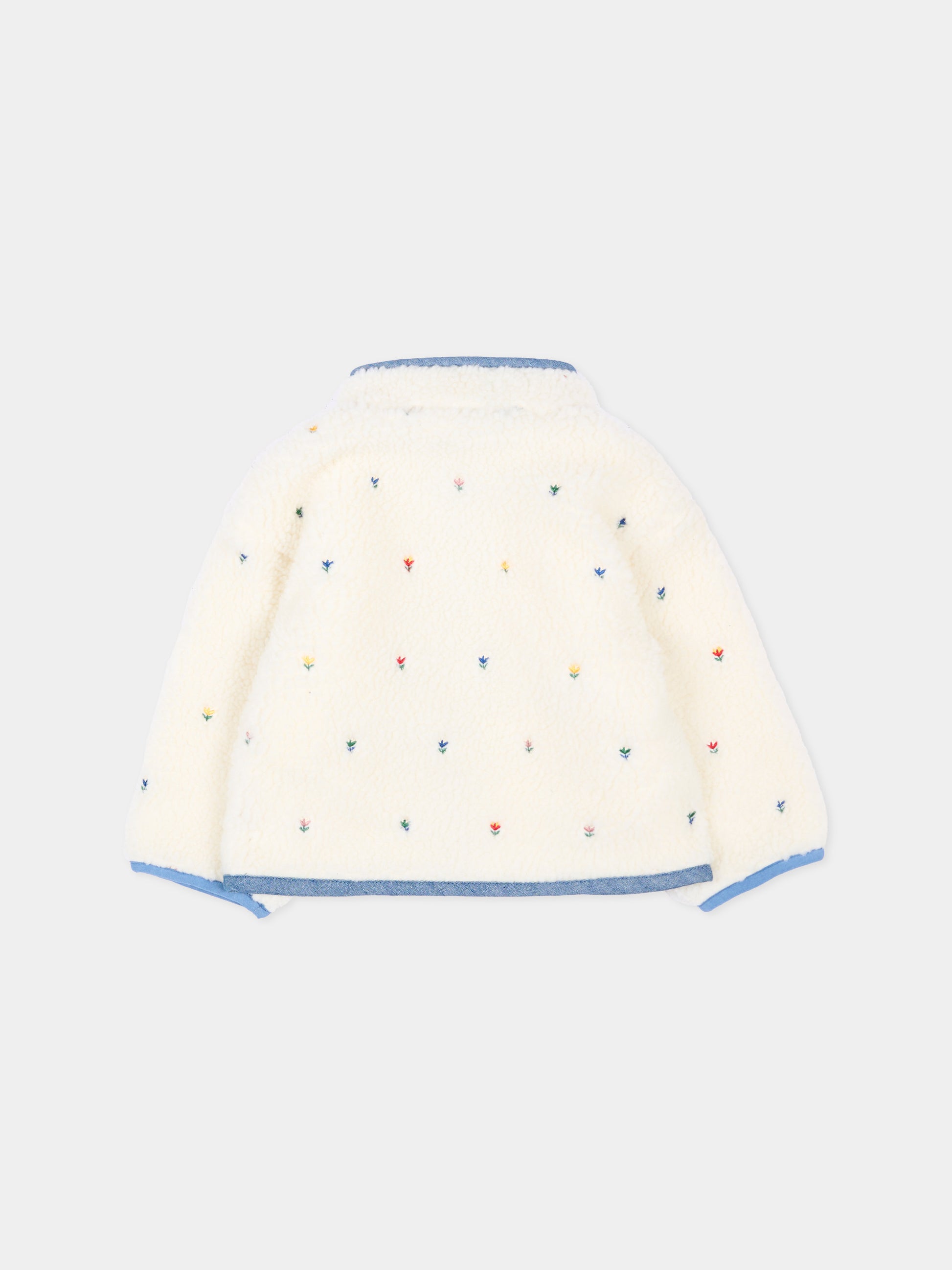 Ecopelliccia avorio per neonata con fiori,Stella Mccartney Kids,TZ2017 Z3881 189EM