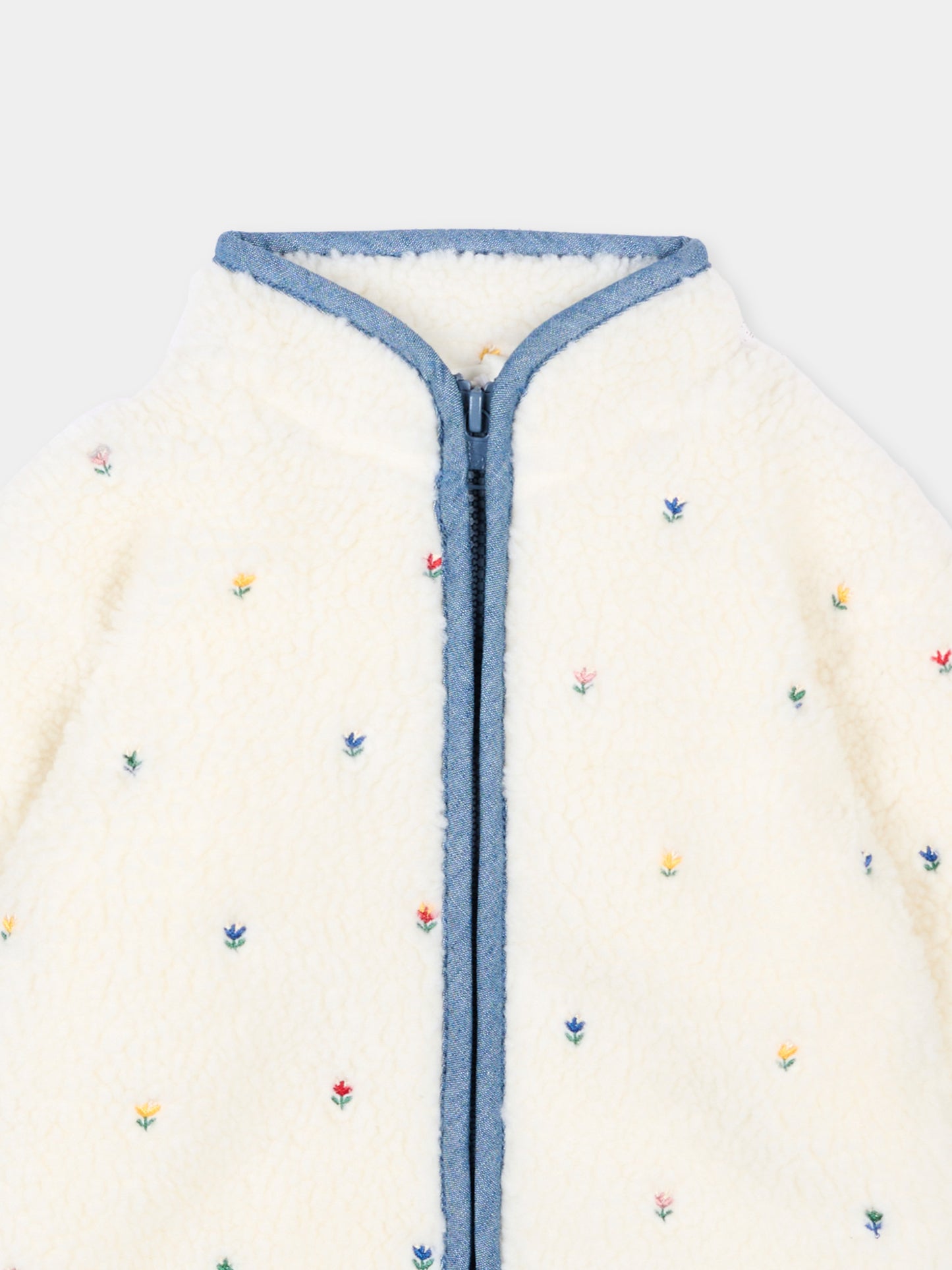 Ecopelliccia avorio per neonata con fiori,Stella Mccartney Kids,TZ2017 Z3881 189EM