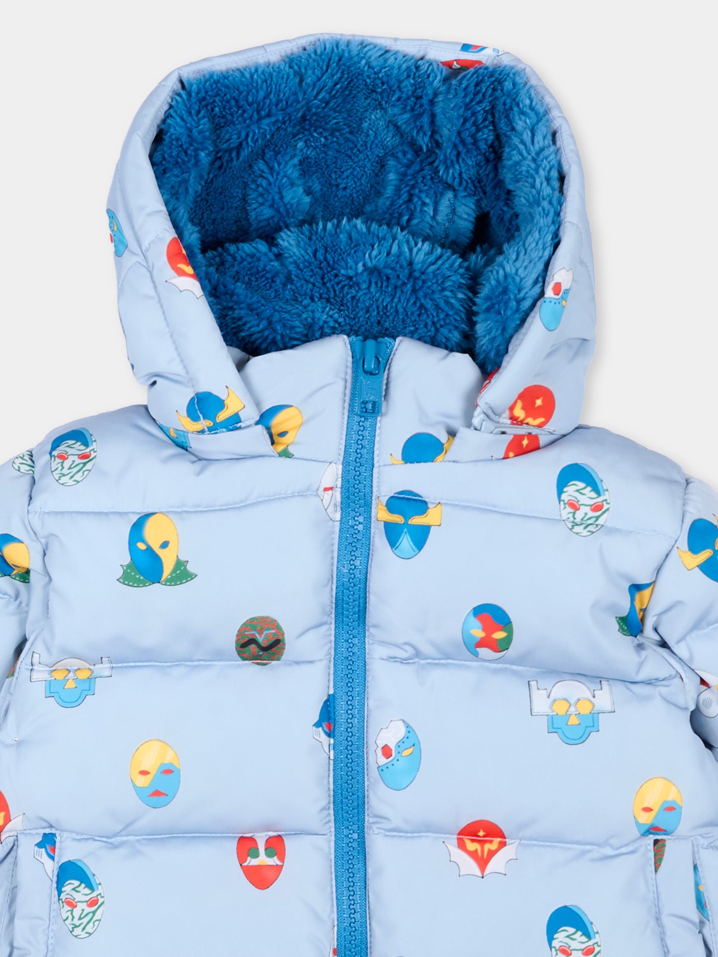Piumino celeste per neonato con stampa,Stella Mccartney Kids,TZ2307 Z4031 61EMC