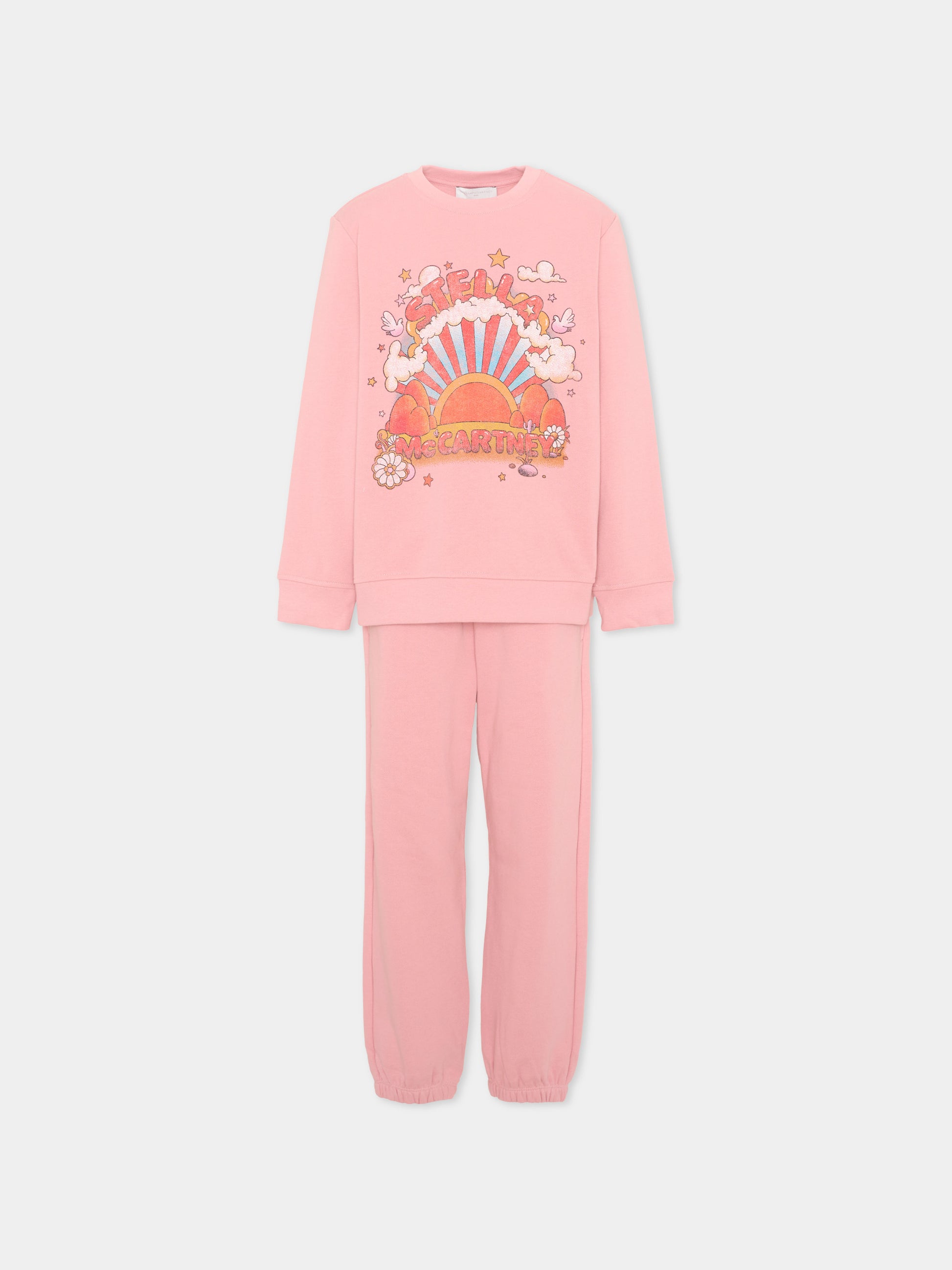 Completo sportivo rosa per bambina con logo,Stella Mccartney Kids,TZ3A10 Z3059 507