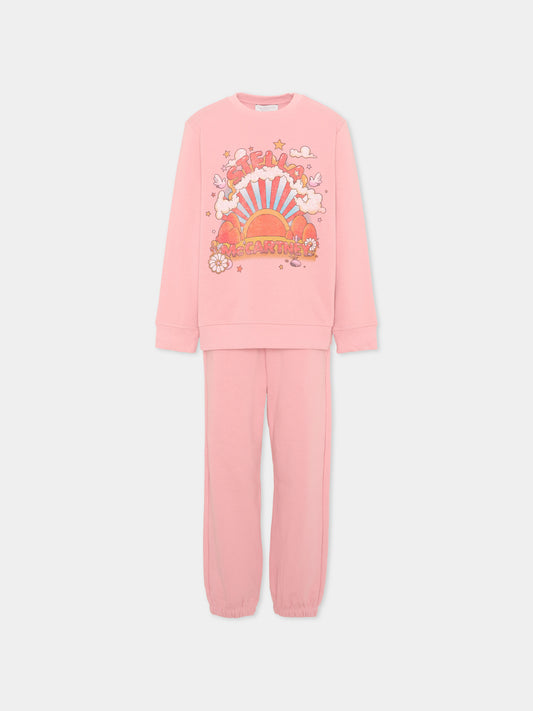 Completo sportivo rosa per bambina con logo,Stella Mccartney Kids,TZ3A10 Z3059 507