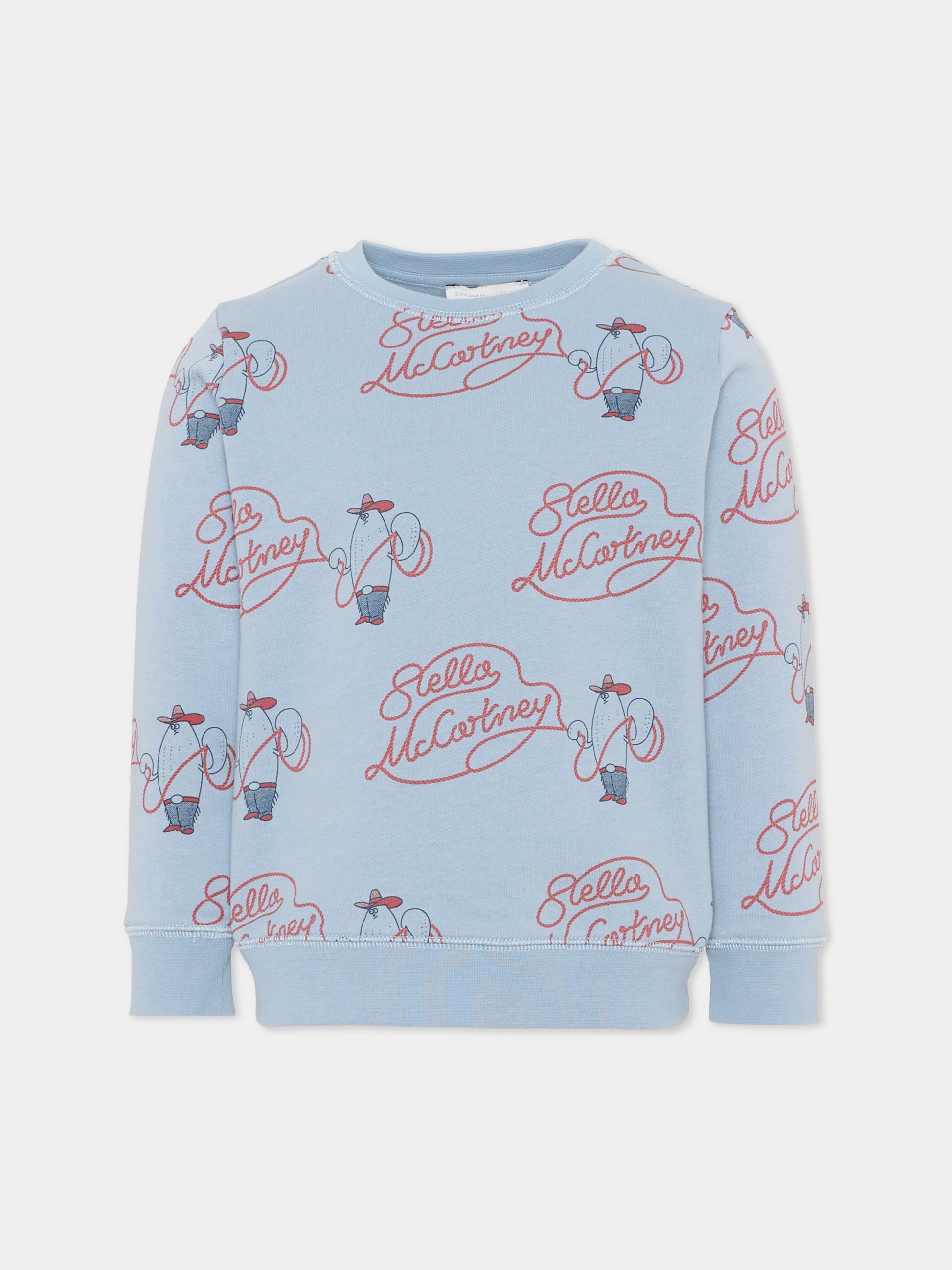 Felpa celeste per bambino con logo,Stella Mccartney Kids,TZ4P00 Z3952 61EMC