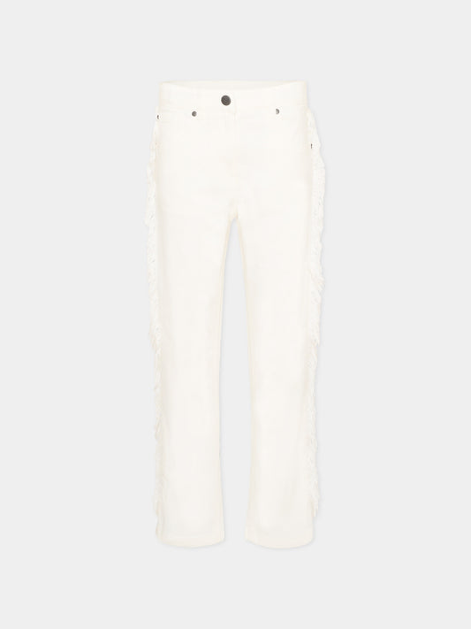 Jeans bianco per bambina con frange,Stella Mccartney Kids,TZ6A50 Z0156 101
