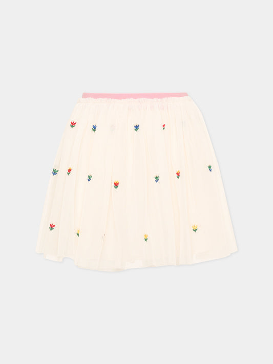 Gonna avorio per bambina con fiori,Stella Mccartney Kids,TZ7A21 Z3897 189EM