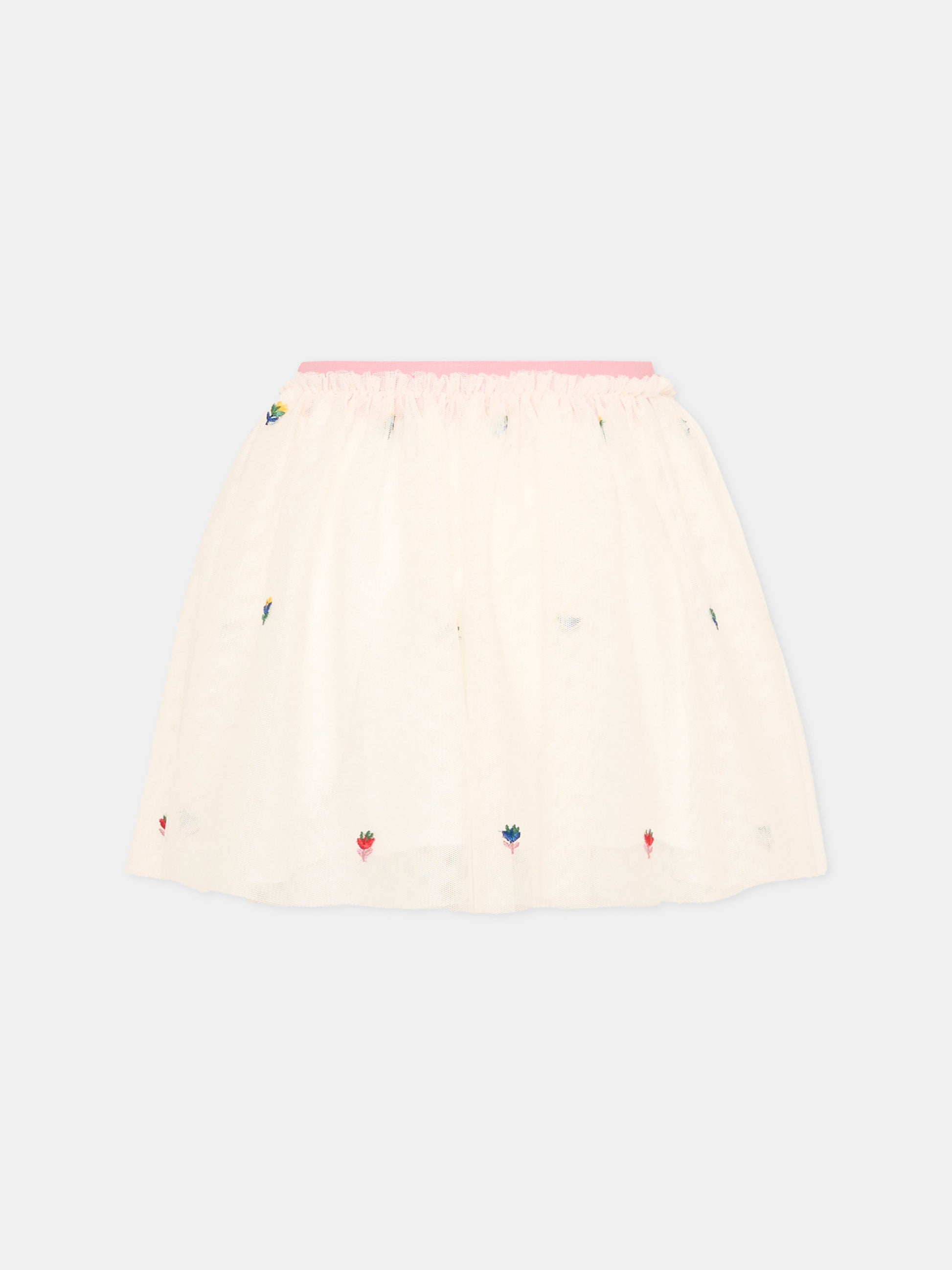 Gonna avorio per bambina con fiori,Stella Mccartney Kids,TZ7A21 Z3897 189EM