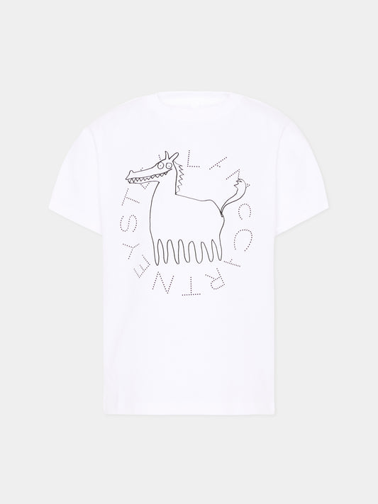 T-shirt bianca per bambino con logo,Stella Mccartney Kids,TZ8P41 Z3931 100