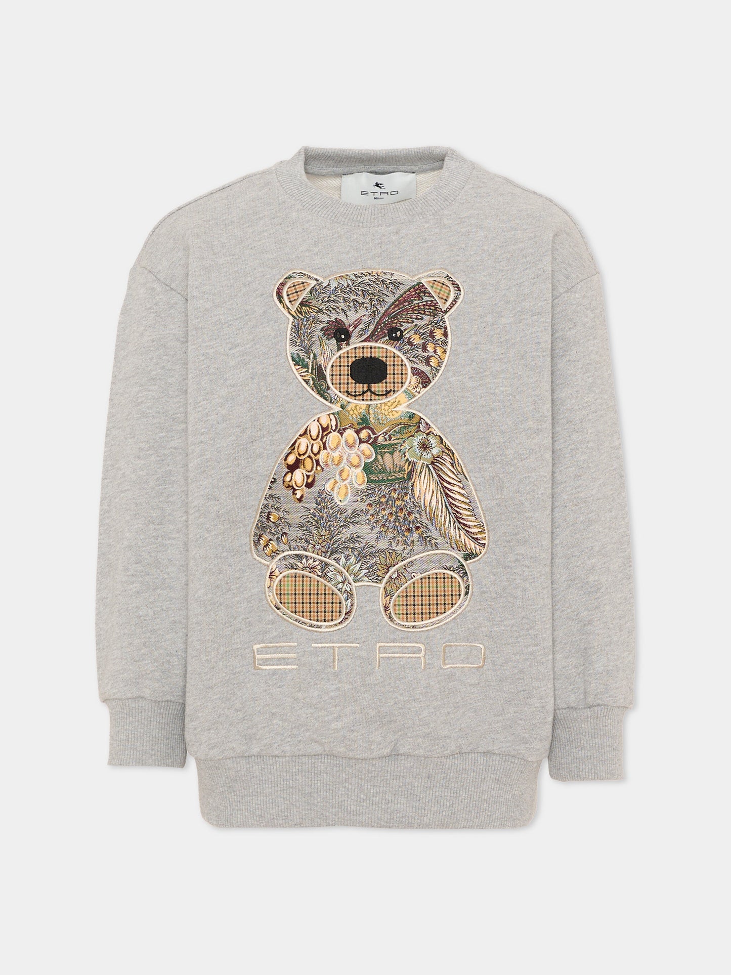 Felpa grigia per bambini con orsetto,Etro,GZ4P10 Z3188 806