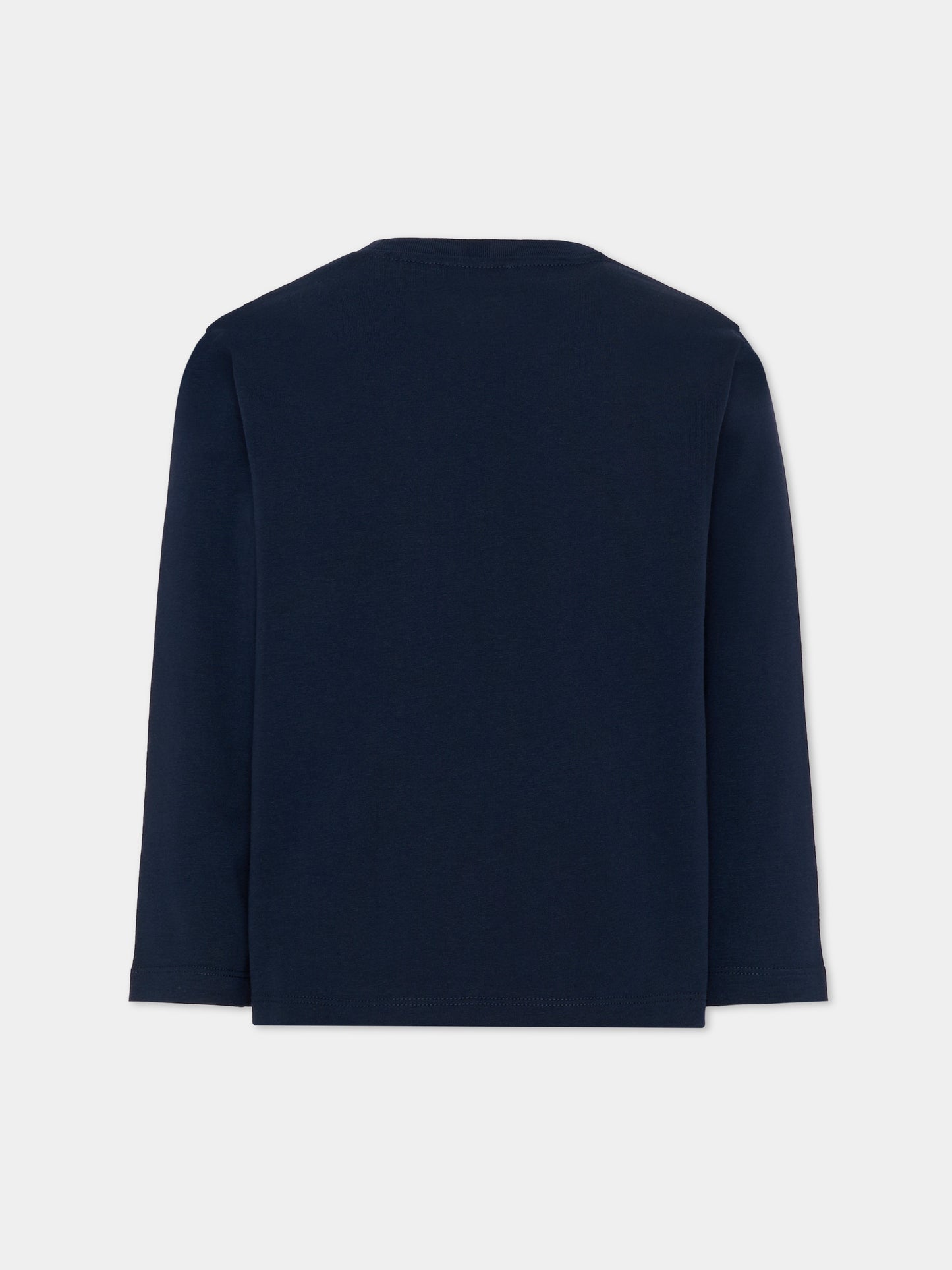 T-Shirt a manica lunga blu per bambini con logo,Etro,GZ8P10 Z3672 617