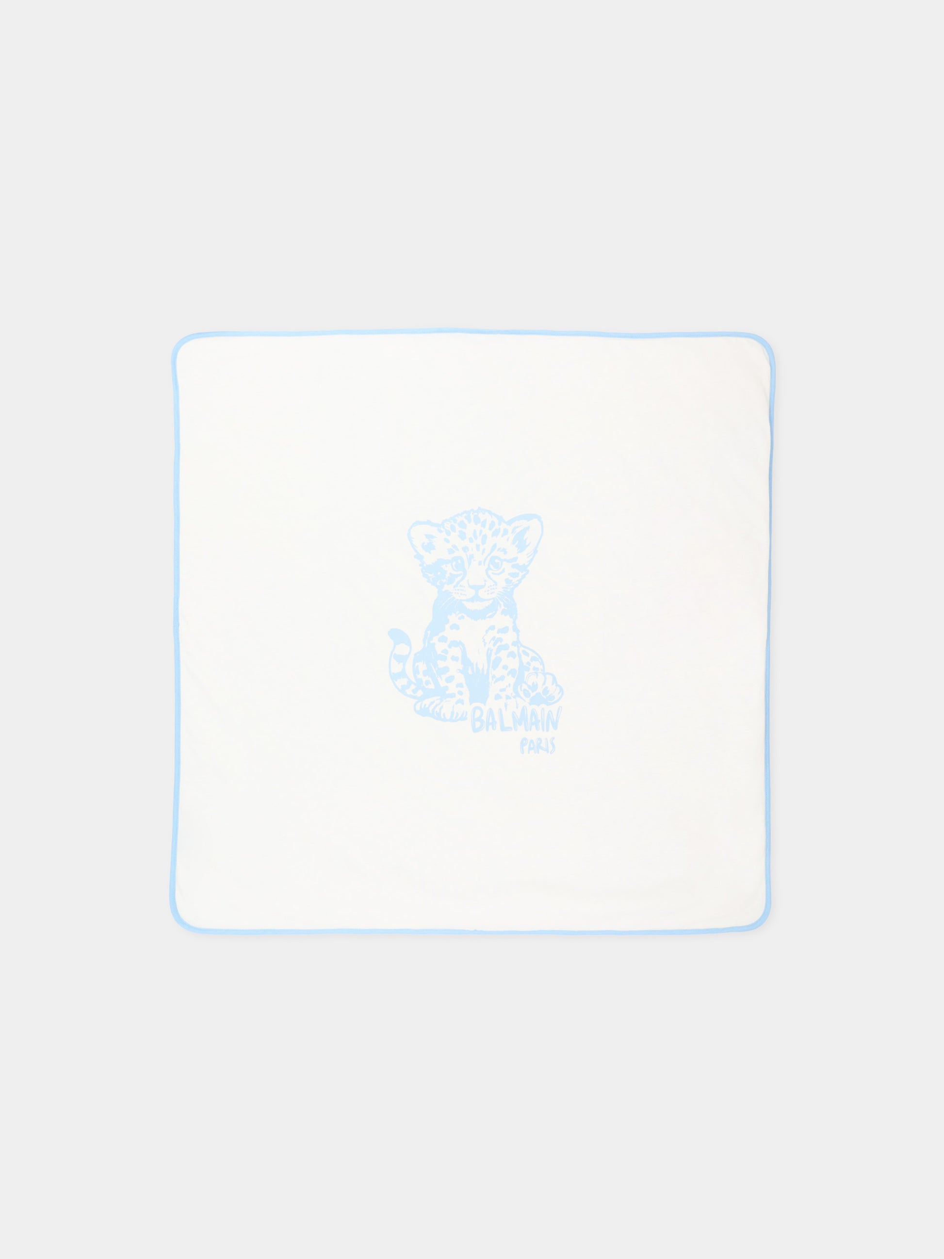 Coperta avorio per neonato con logo,Balmain Kids,BZ0320 Z3672 102CE