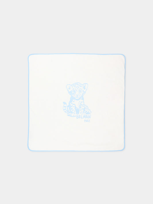 Coperta avorio per neonato con logo,Balmain Kids,BZ0320 Z3672 102CE
