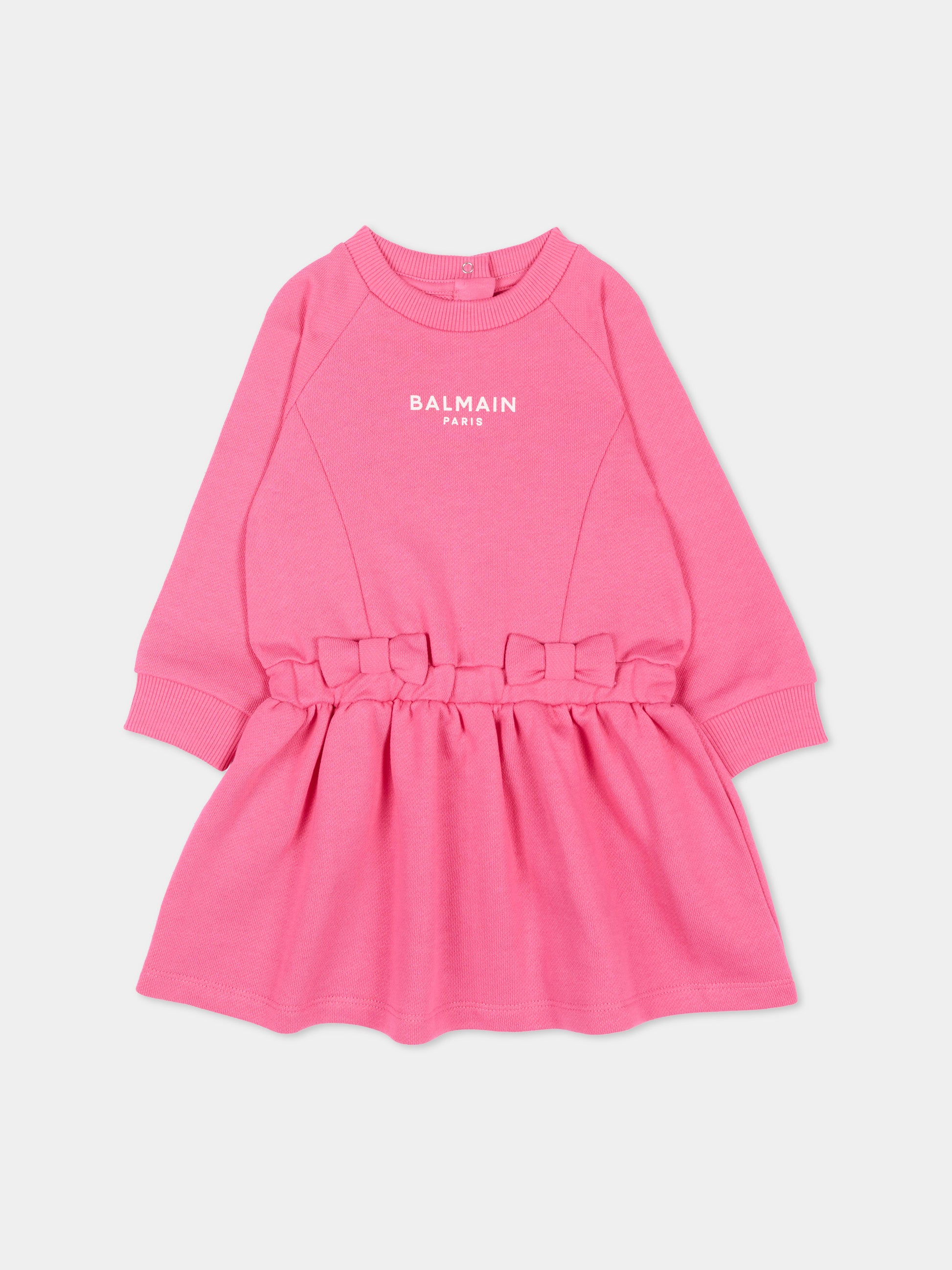 Vestito fucsia per neonata con logo,Balmain Kids,BZ1000 Z3183 52D