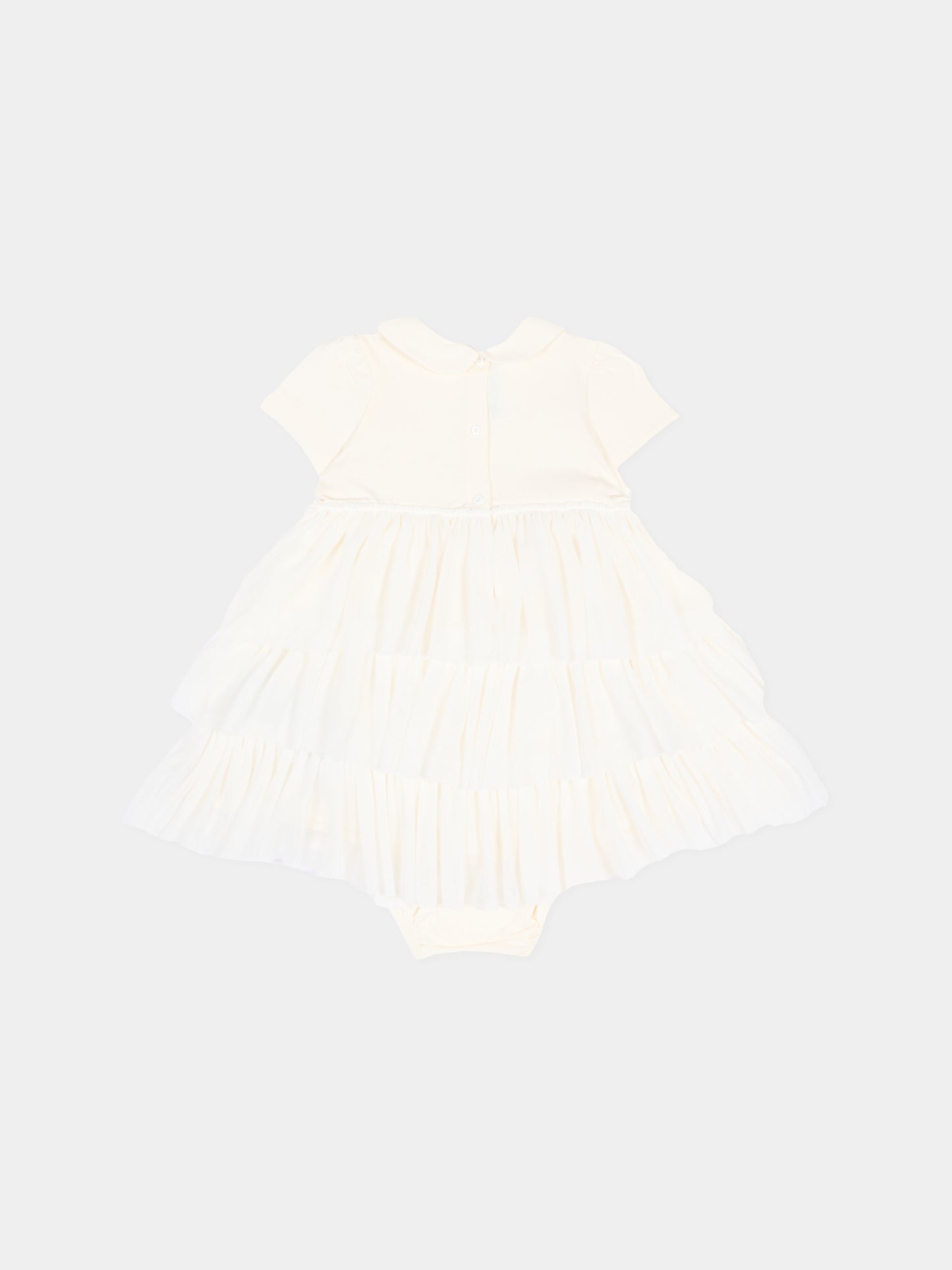 Abito avorio per neonata con logo,Balmain Kids,BZ1021 Z3672 102OR