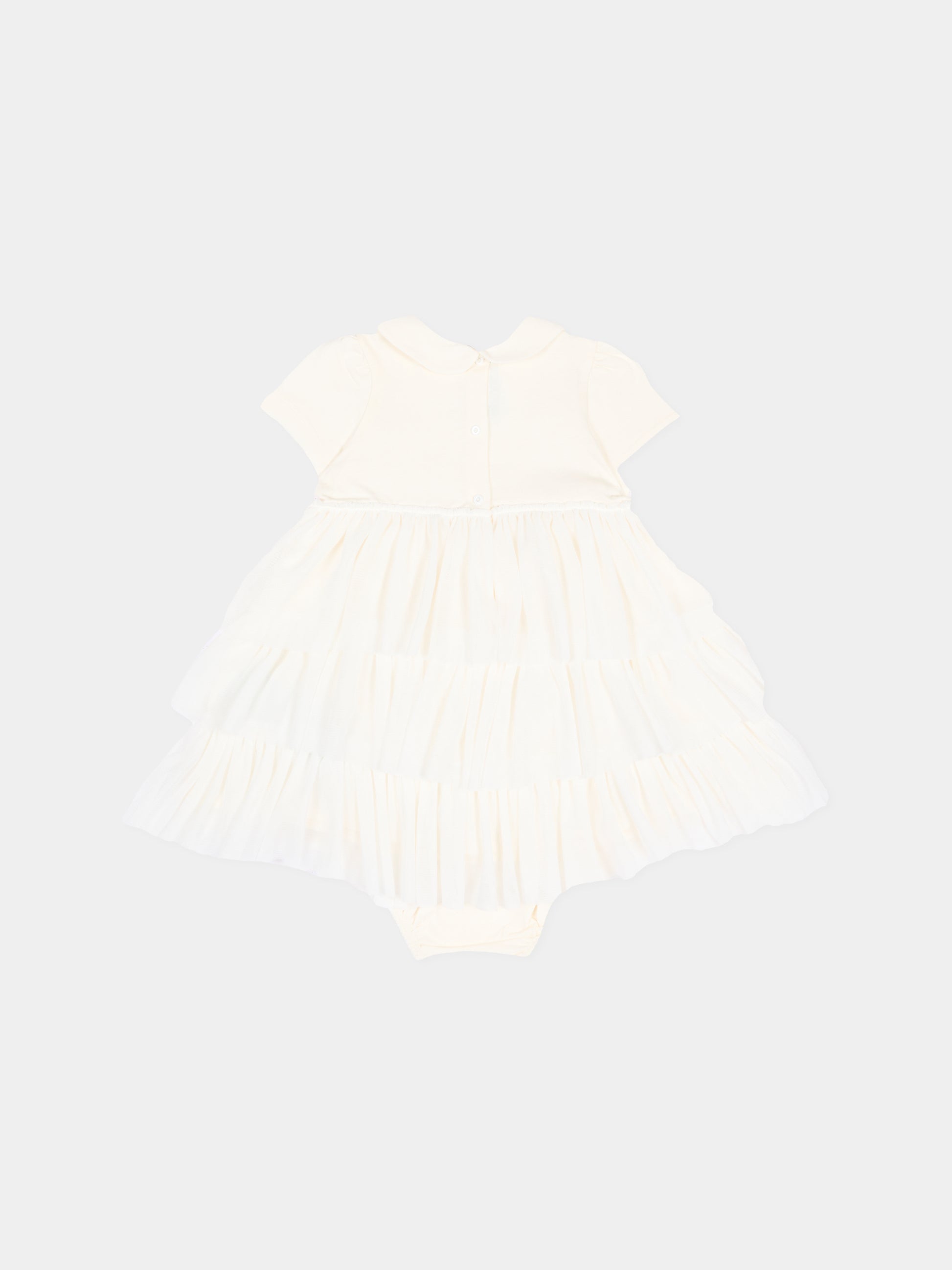 Abito avorio per neonata con logo,Balmain Kids,BZ1021 Z3672 102OR
