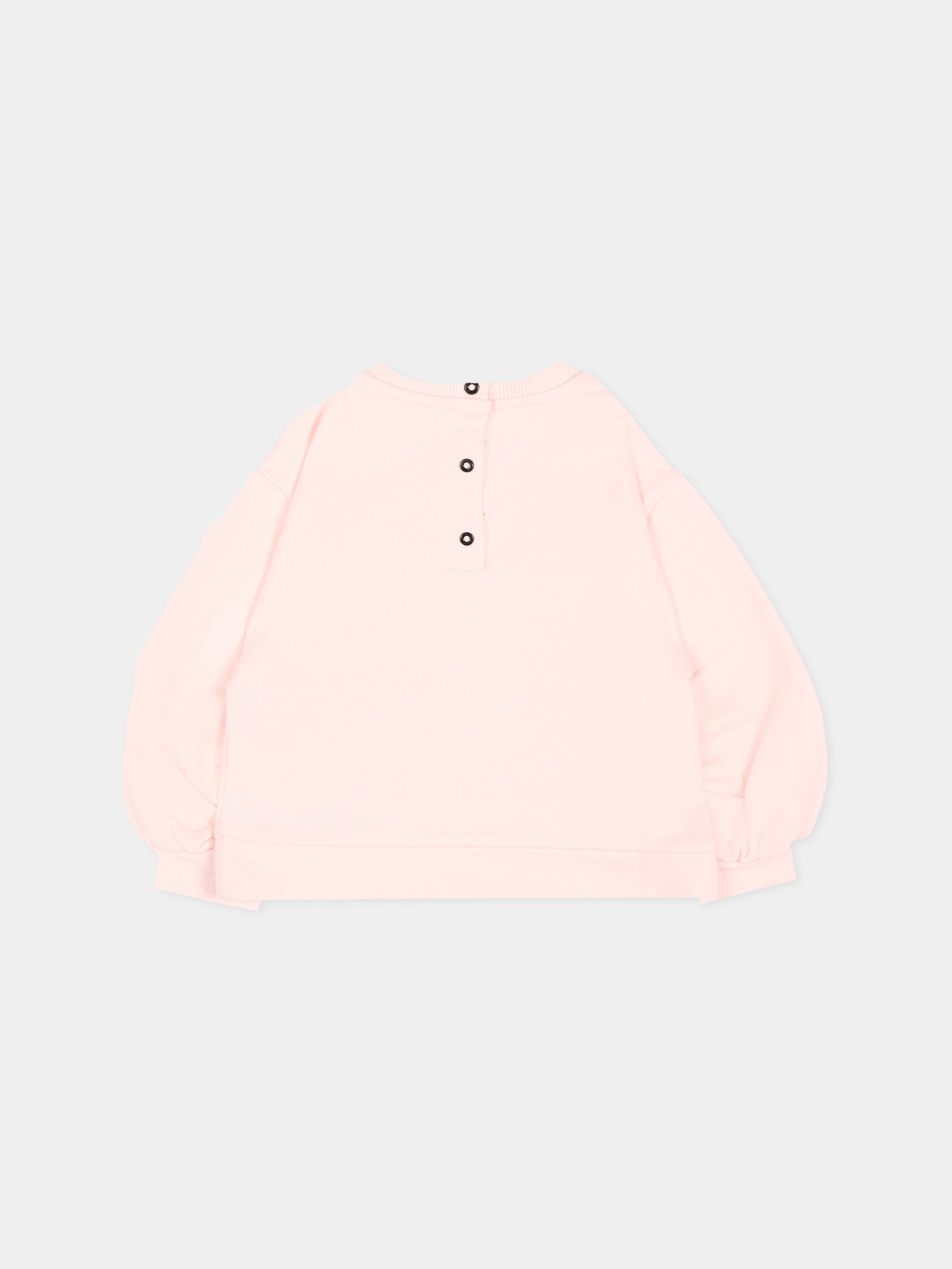 Felpa rosa per neonata con logo,Balmain Kids,BZ4010 Z3183 508NE
