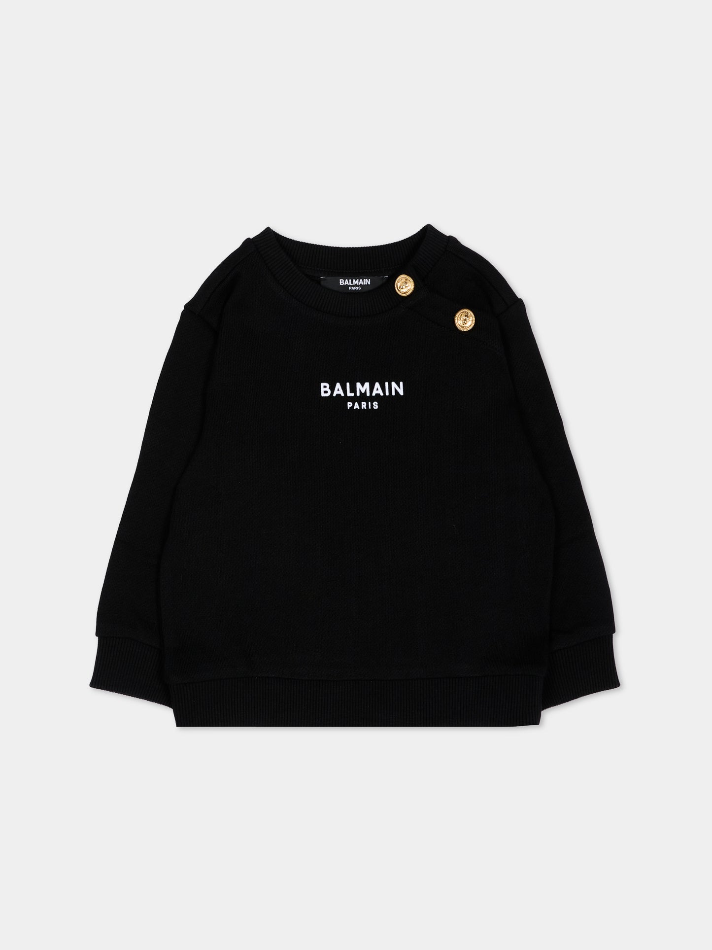 Felpa nera per neonati con logo,Balmain Kids,BZ4340 Z3183 930BC